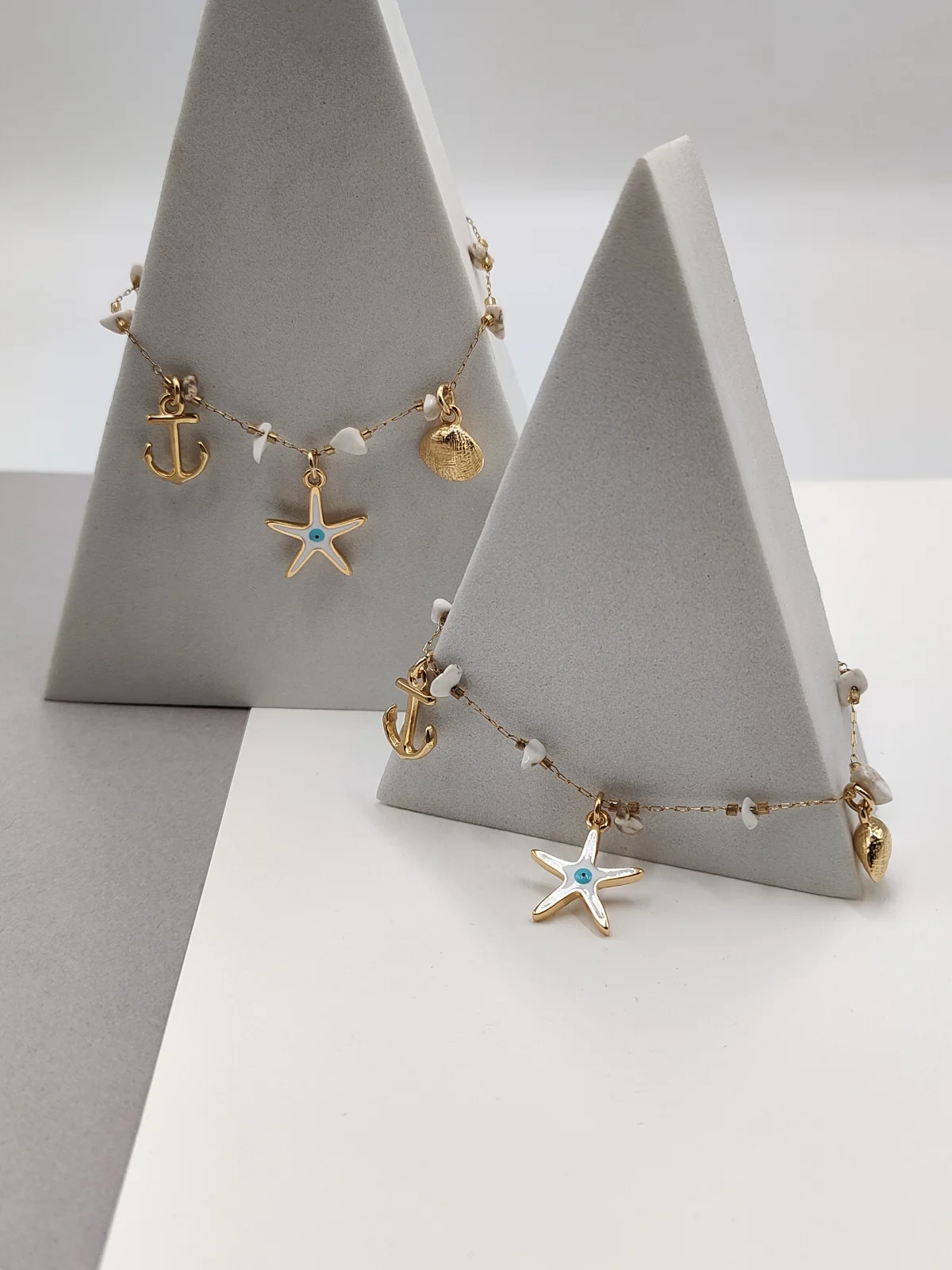 Stainless Steel Bracelet with Gold-Plated Details and Enamel by Magis Handmade Jewels – view 3