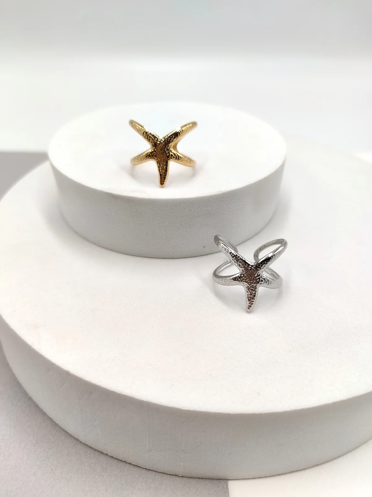 Stainless Steel Ring with Embossed Starfish by Magis Handmade Jewels – view 2