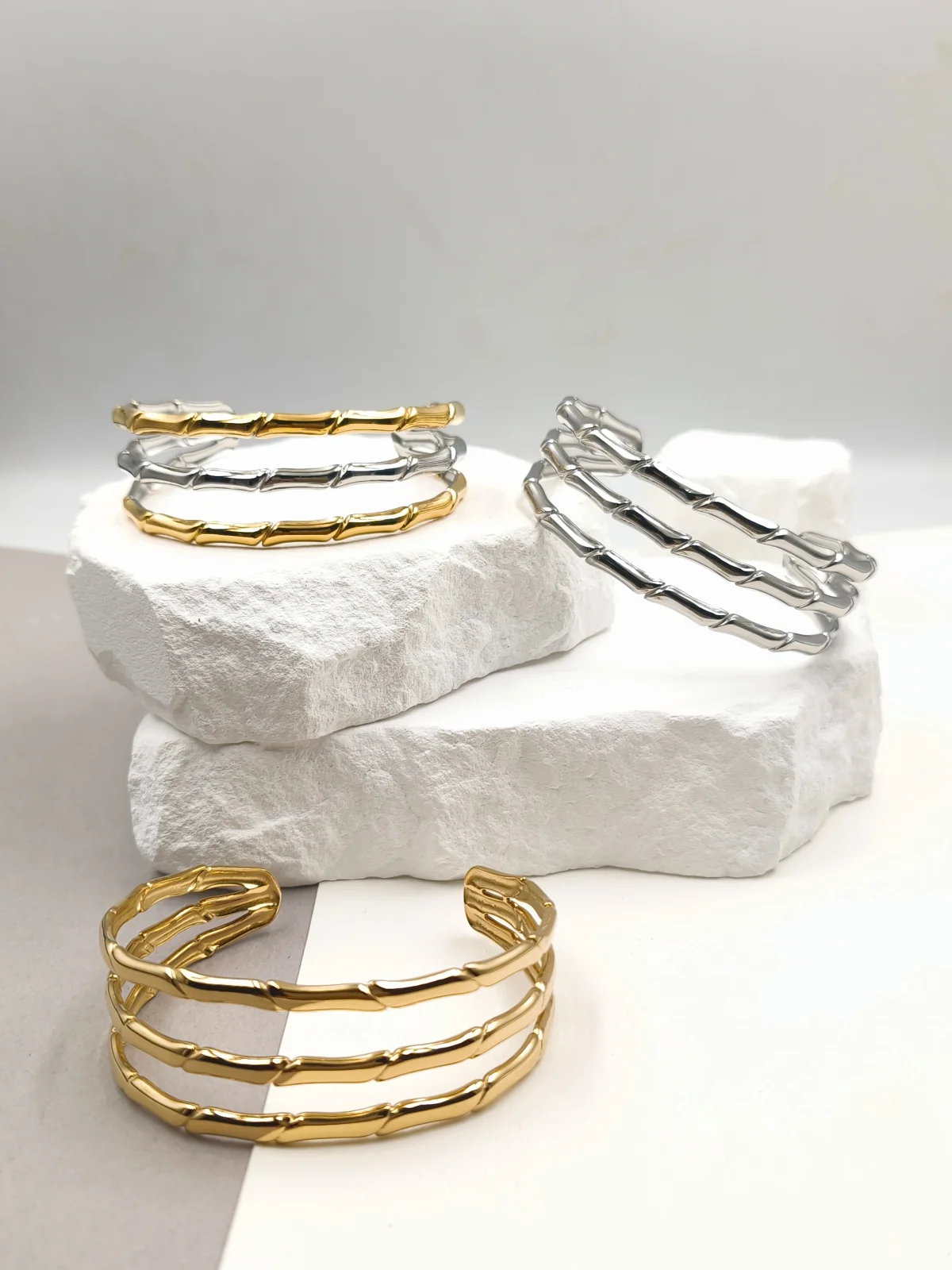 Stainless Steel Triple Bracelet by Magis Handmade Jewels – view 2