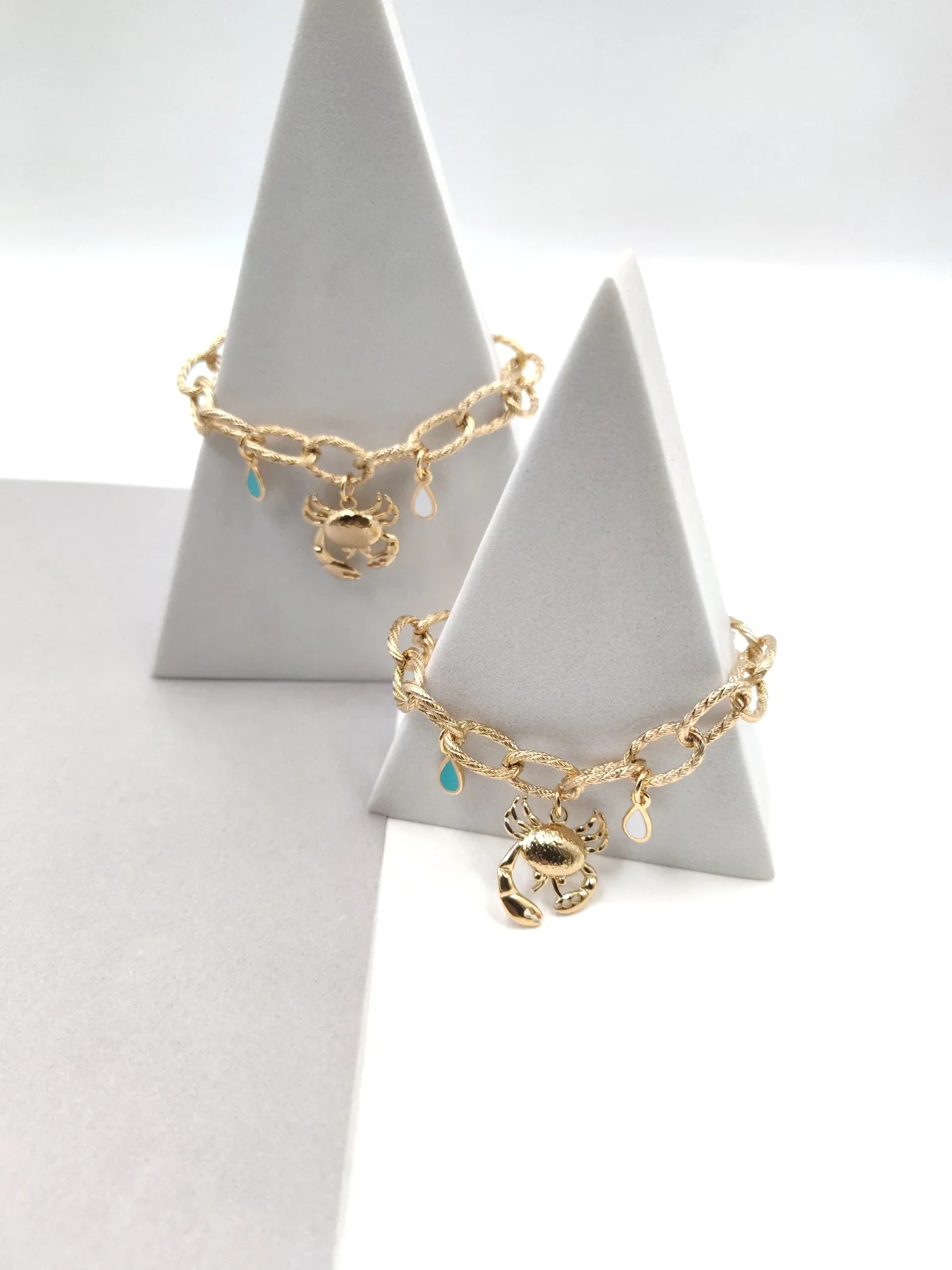 Stainless Steel Bracelet with Gold-Plated Details and Enamel by Magis Handmade Jewels – view 2