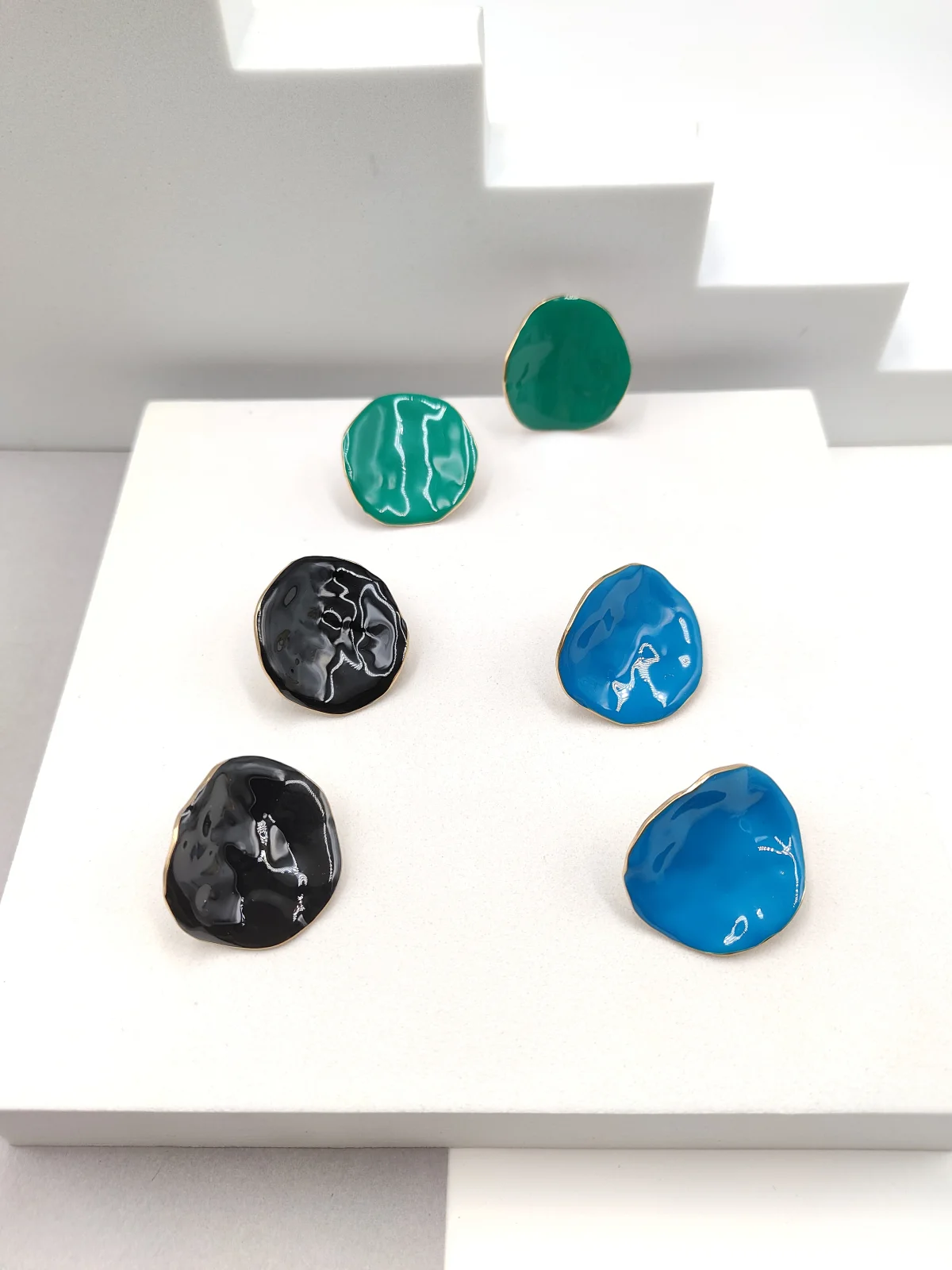 Stainless Steel Earrings with Enamel by Magis Handmade Jewels – view 2