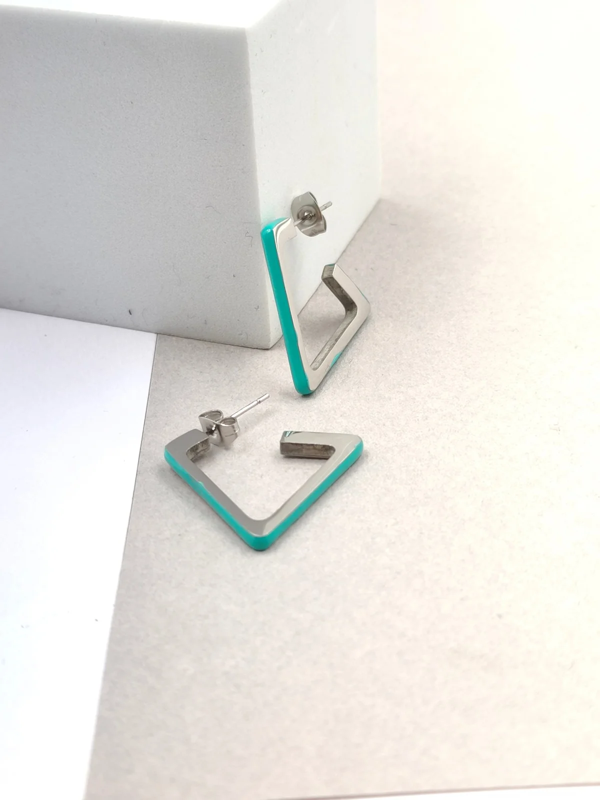 Stainless Steel Earrings with Enamel by Magis Handmade Jewels – view 3