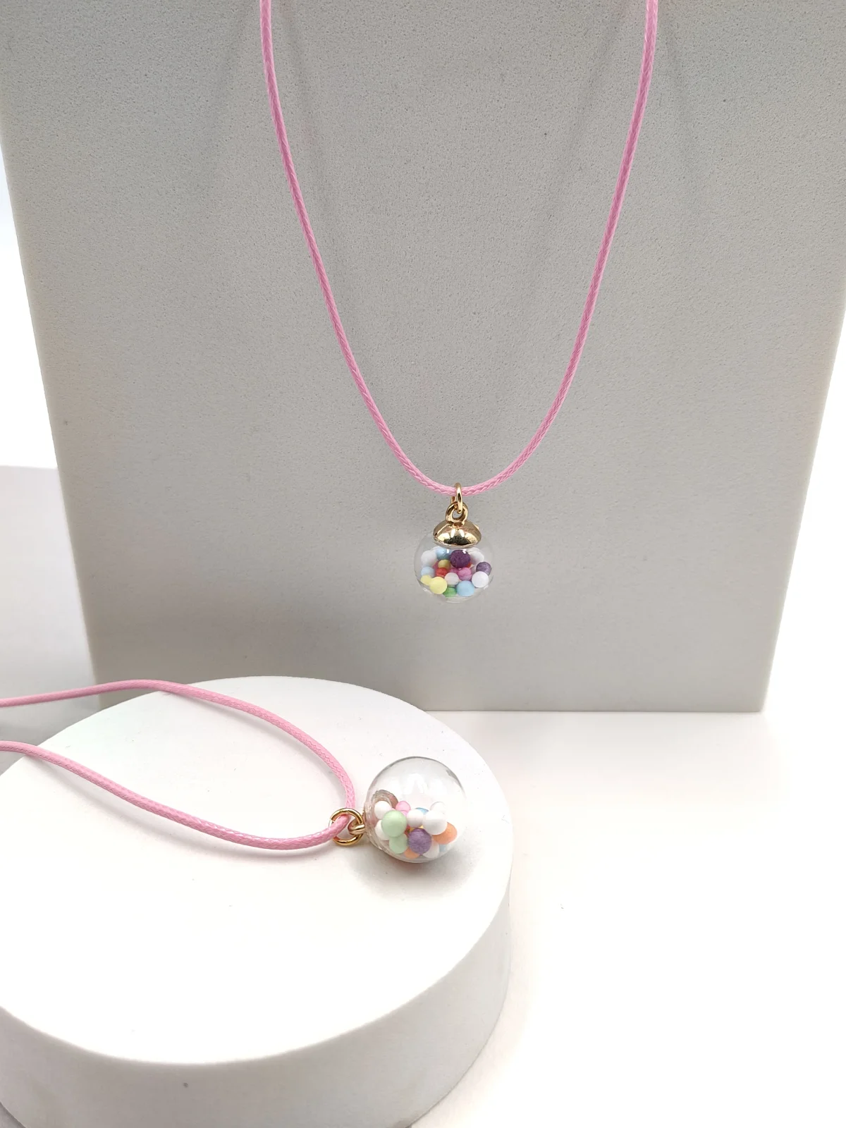 Necklace with Cord and Multicolour Beads #392672