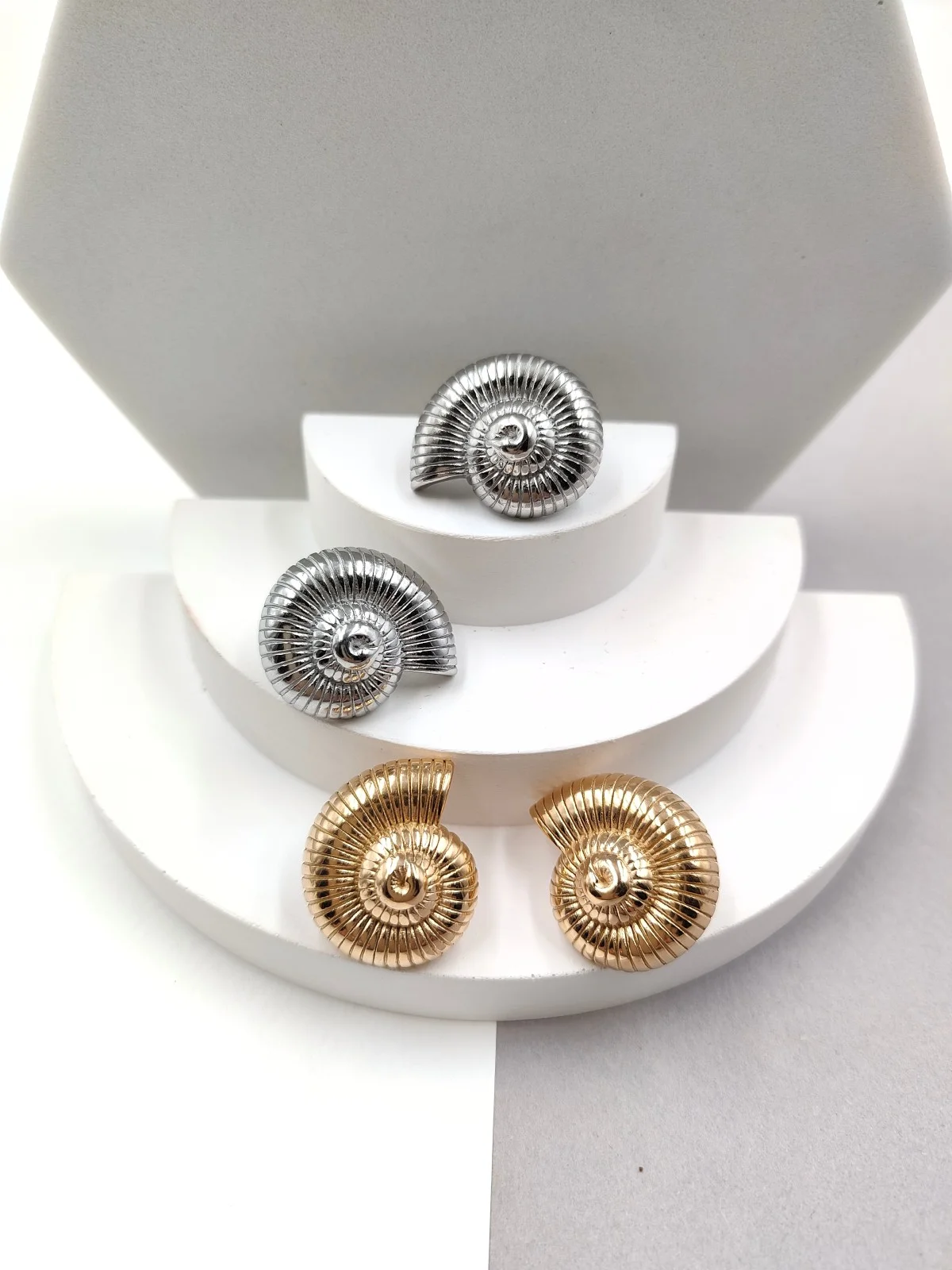 Stainless Steel Seashell Earrings by Magis Handmade Jewels – view 3