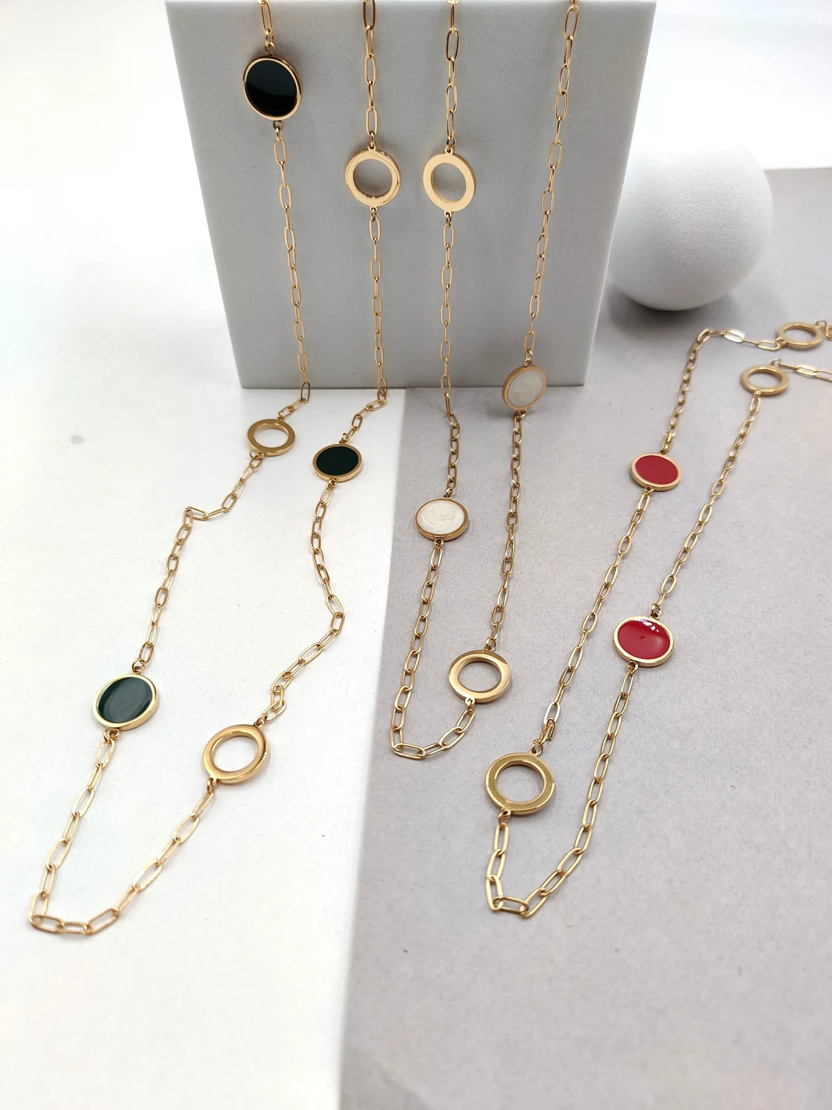 Stainless Steel Long Necklace with Enamel by Magis Handmade Jewels – view 2