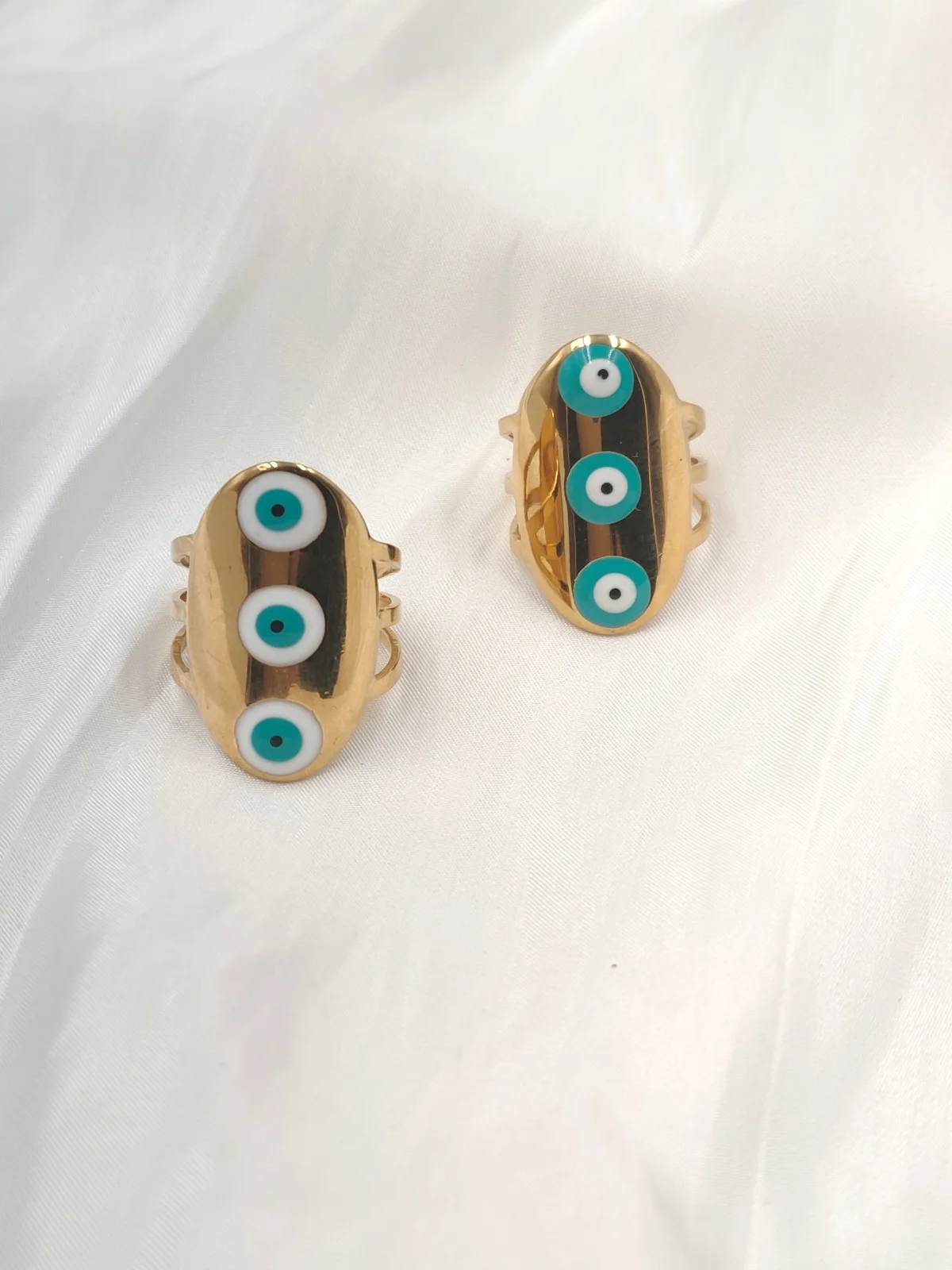 Stainless Steel Ring with Evil Eyes by Magis Handmade Jewels – view 2