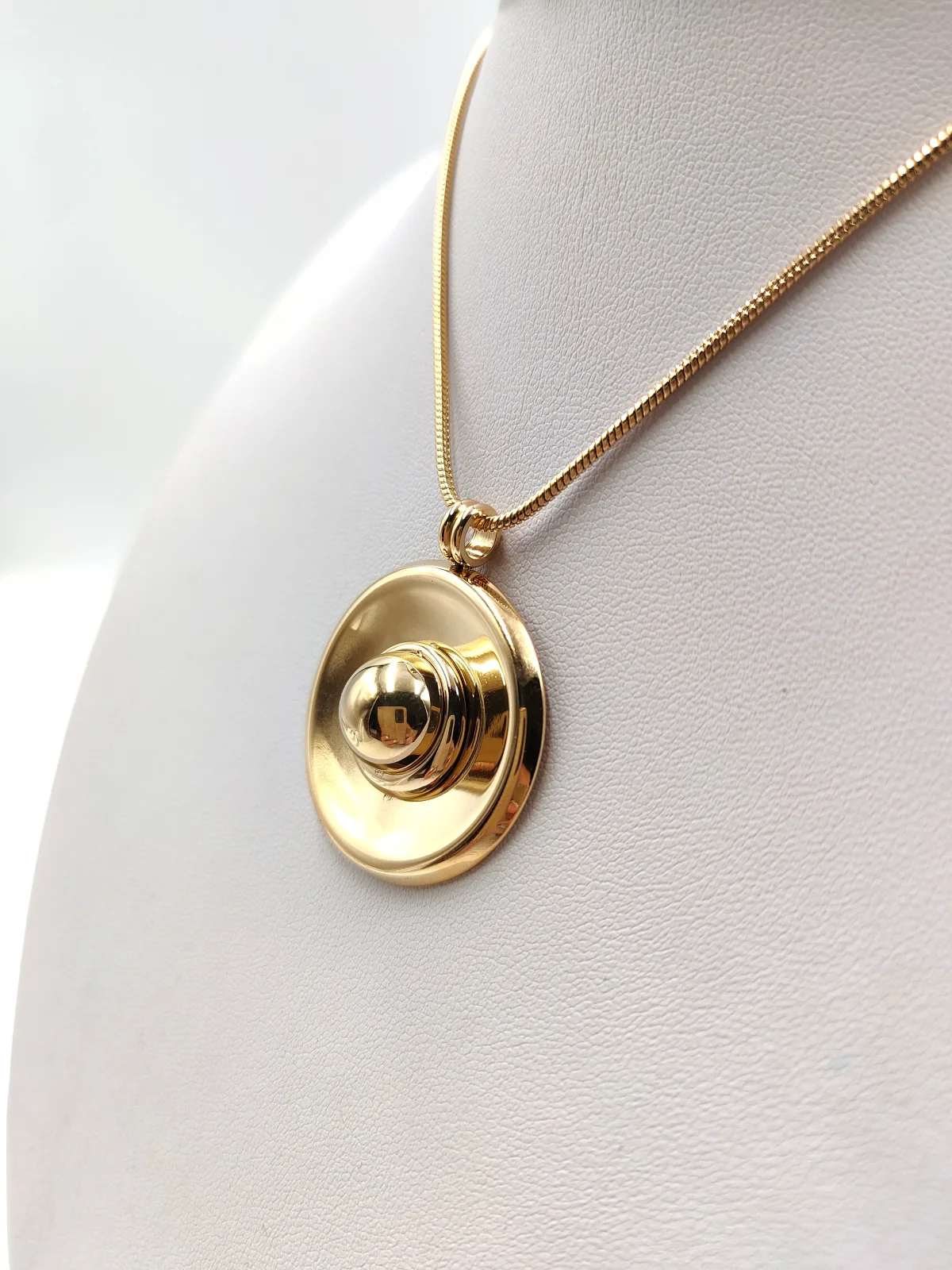 Stainless Steel Long Necklace with Round Motif by Magis Handmade Jewels – view 4