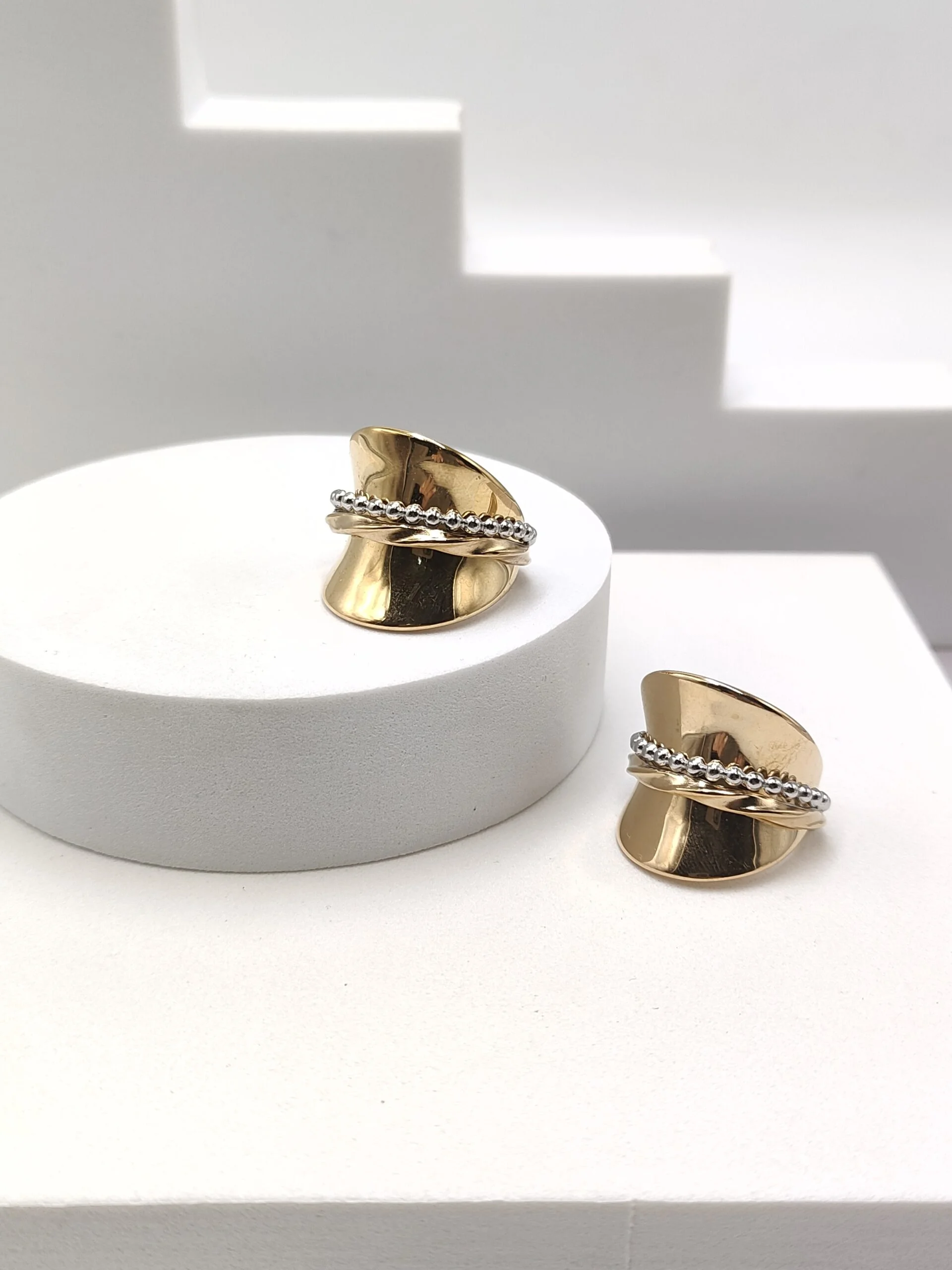 Stainless Steel Double Two-Tone Ring by Magis Handmade Jewels – view 2
