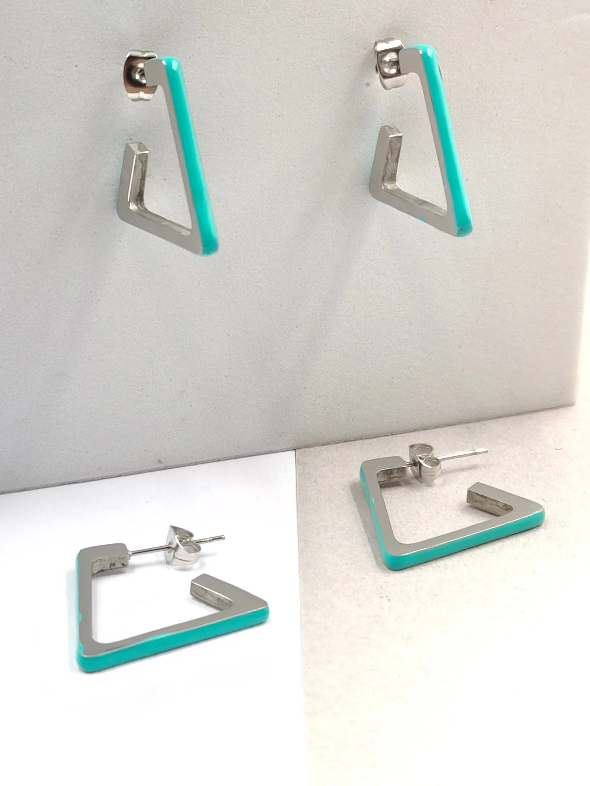 Stainless Steel Earrings with Enamel by Magis Handmade Jewels – view 2