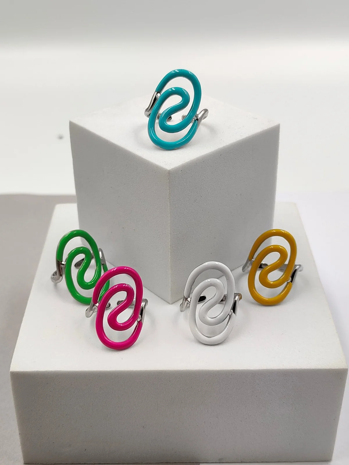 Stainless Steel Ring with Enamel by Magis Handmade Jewels – view 2