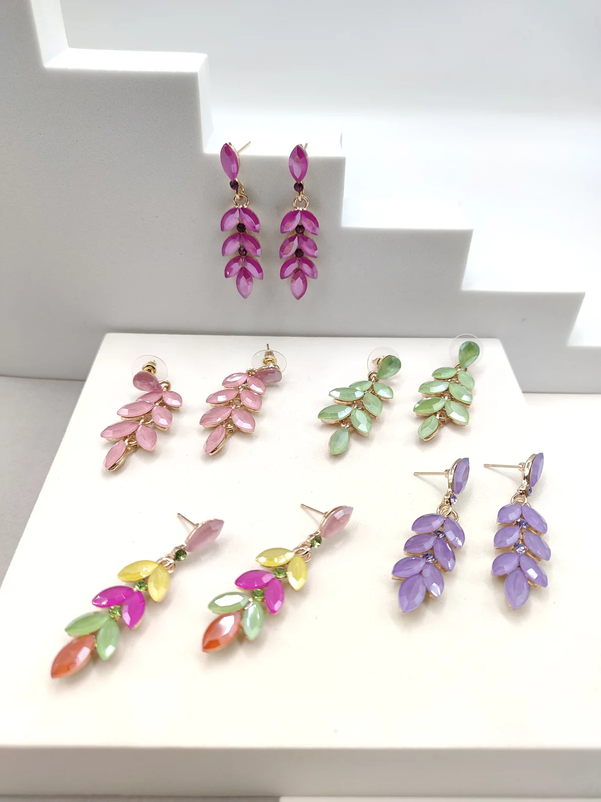 Gold-Plated Earrings with Crystals by Magis Handmade Jewels – view 2