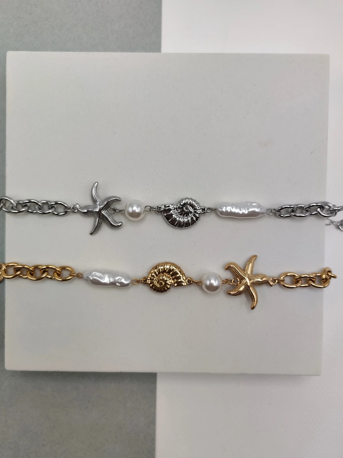 Stainless Steel Bracelet with Summer Details and Pearls by Magis Handmade Jewels – view 2