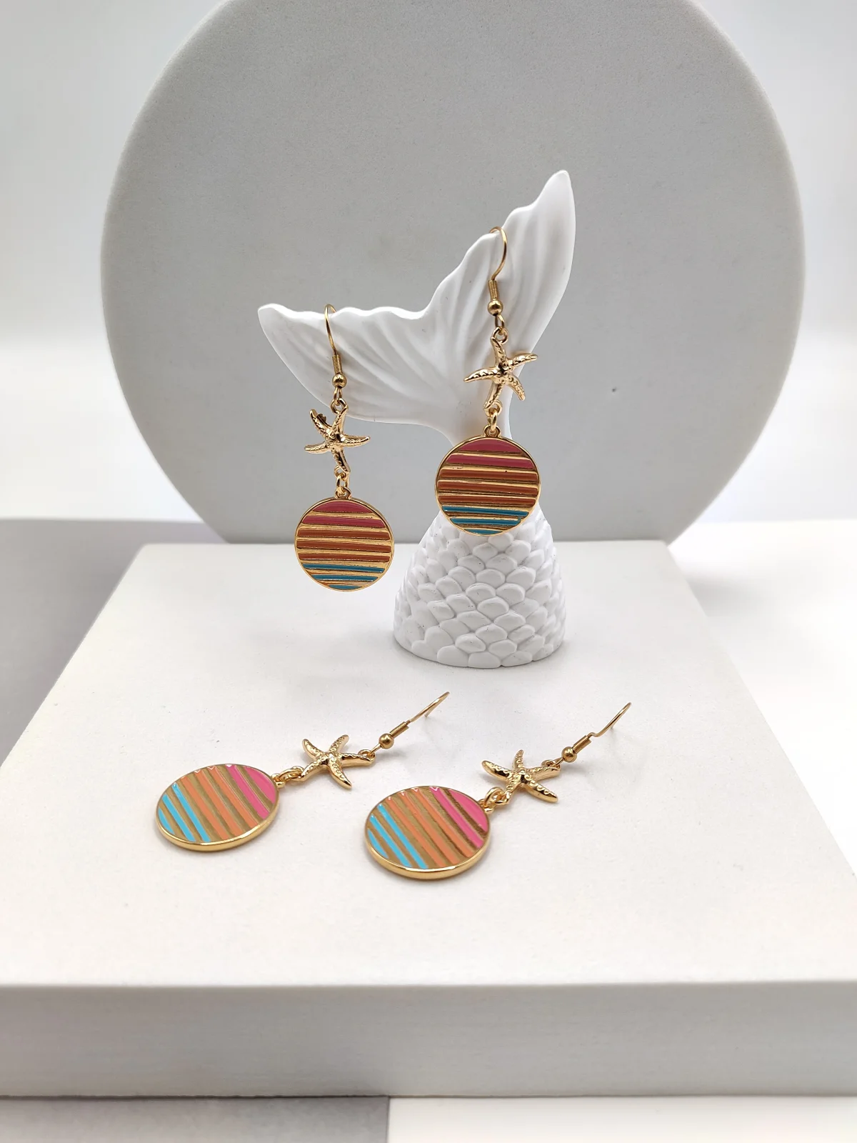 Stainless Steel Earrings with Enamel by Magis Handmade Jewels – view 2
