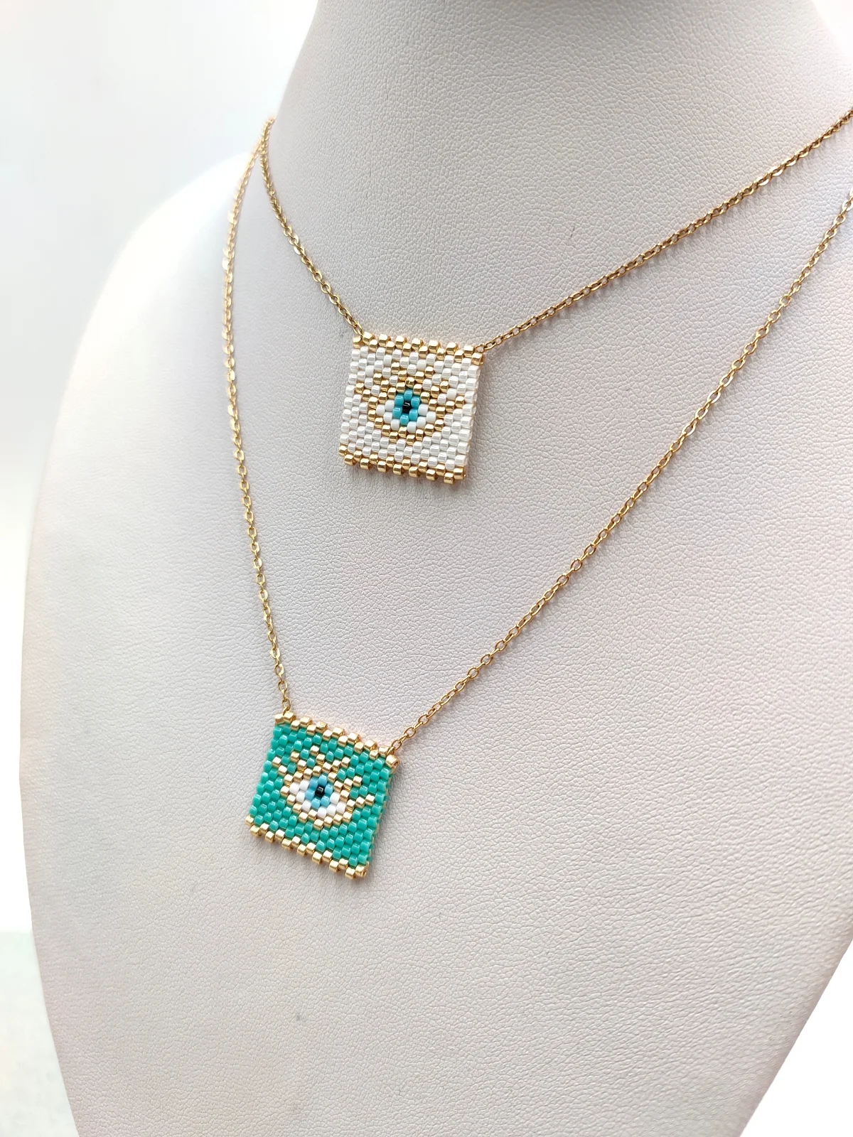Stainless Steel Necklace with Miyuki Beads and Evil Eye #702506