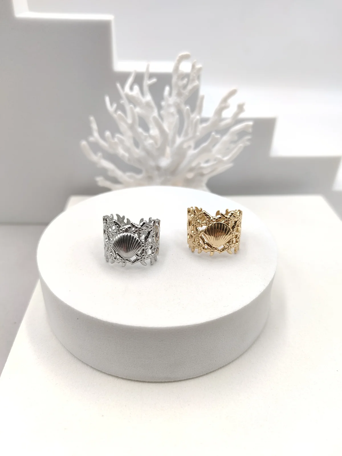 Stainless Steel Ring with Embossed Summer Motif by Magis Handmade Jewels – view 2