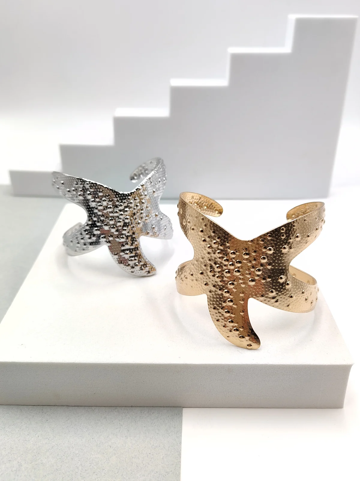 Stainless Steel Bracelet with Embossed Starfish by Magis Handmade Jewels – view 2