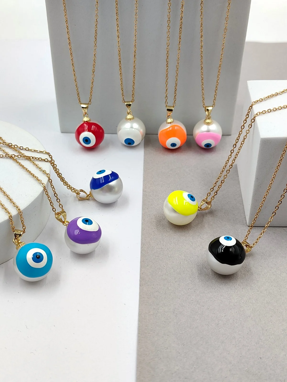 Necklace with Pearl and Enamel Evil Eye #800666