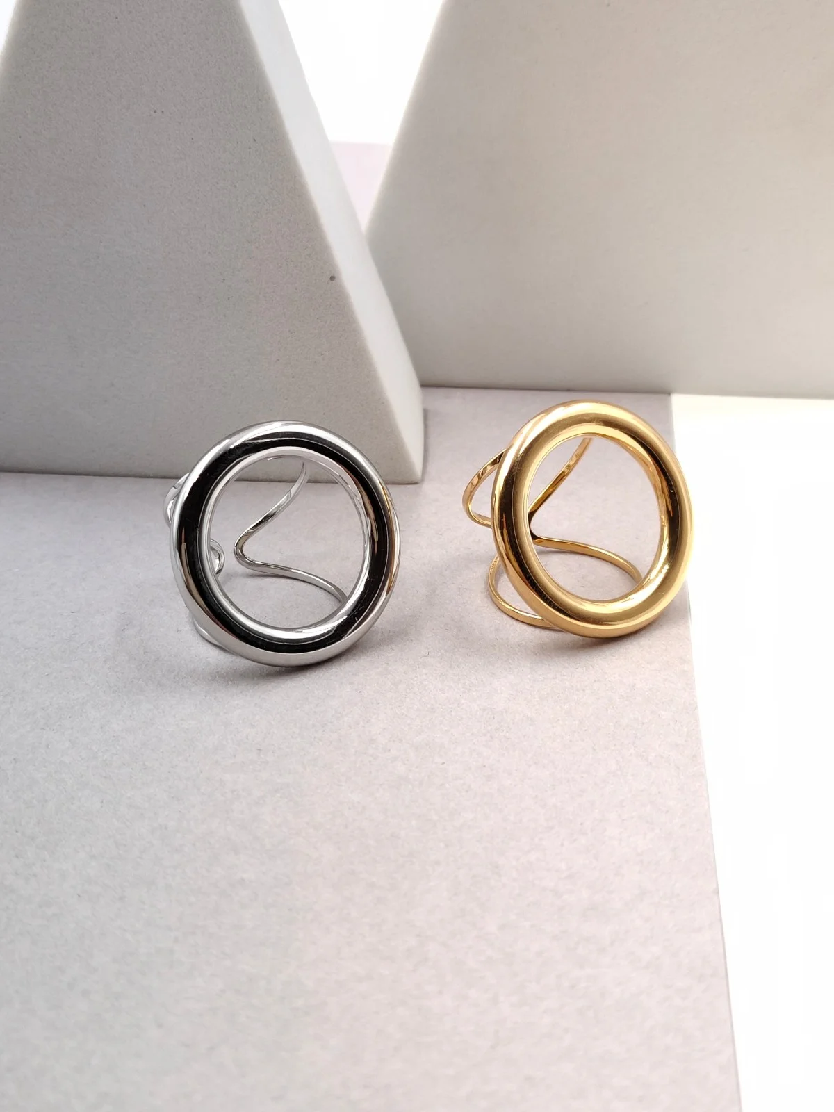 Stainless Steel Ring with Large Circle by Magis Handmade Jewels – view 3