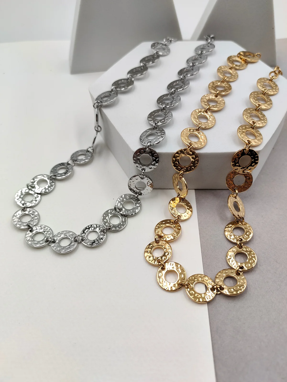 Stainless Steel Hammered Necklace by Magis Handmade Jewels – view 2