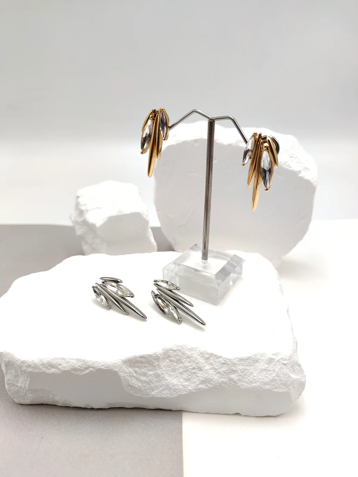 Stainless Steel Earrings with Crystals #743111
