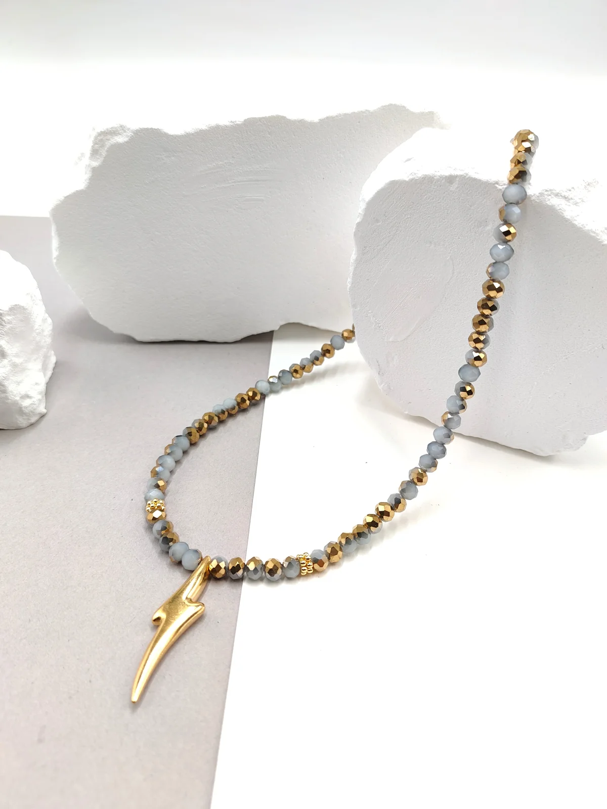 Necklace with Crystal Beads and Gold-Plated Detail by Magis Handmade Jewels – view 2