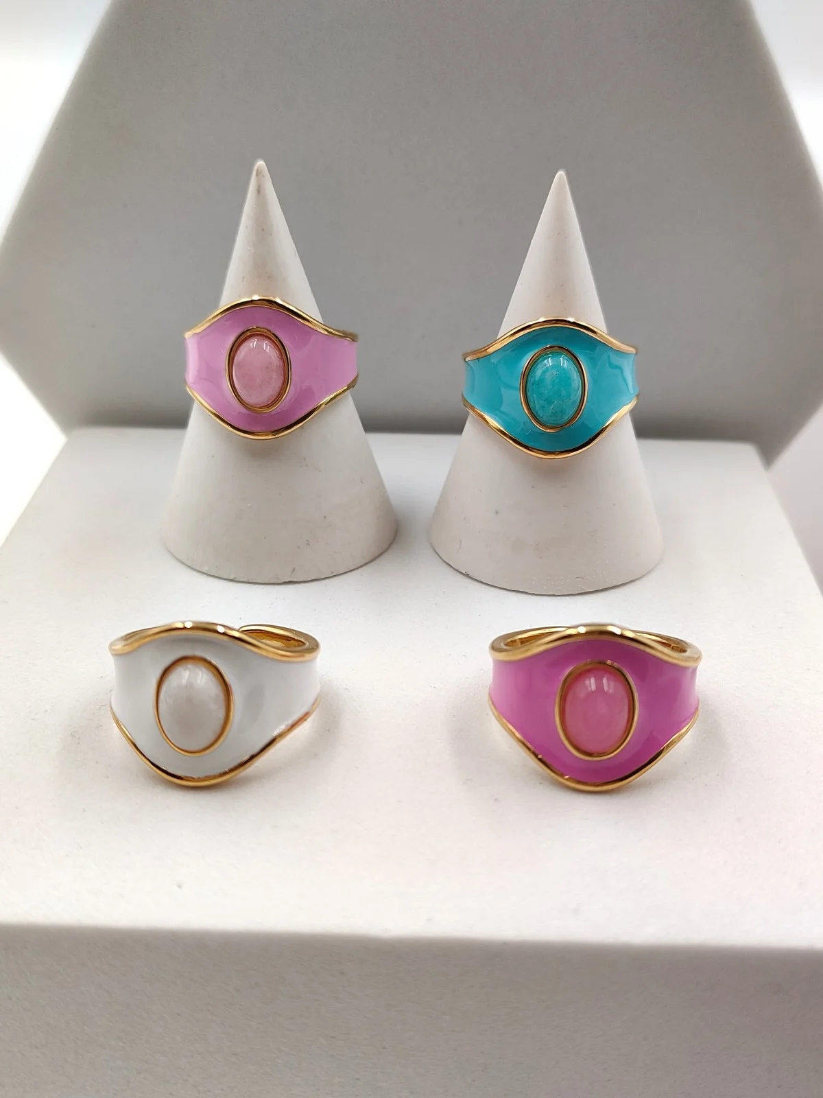 Stainless Steel Ring with Enamel and Nephrite Jade by Magis Handmade Jewels – view 3
