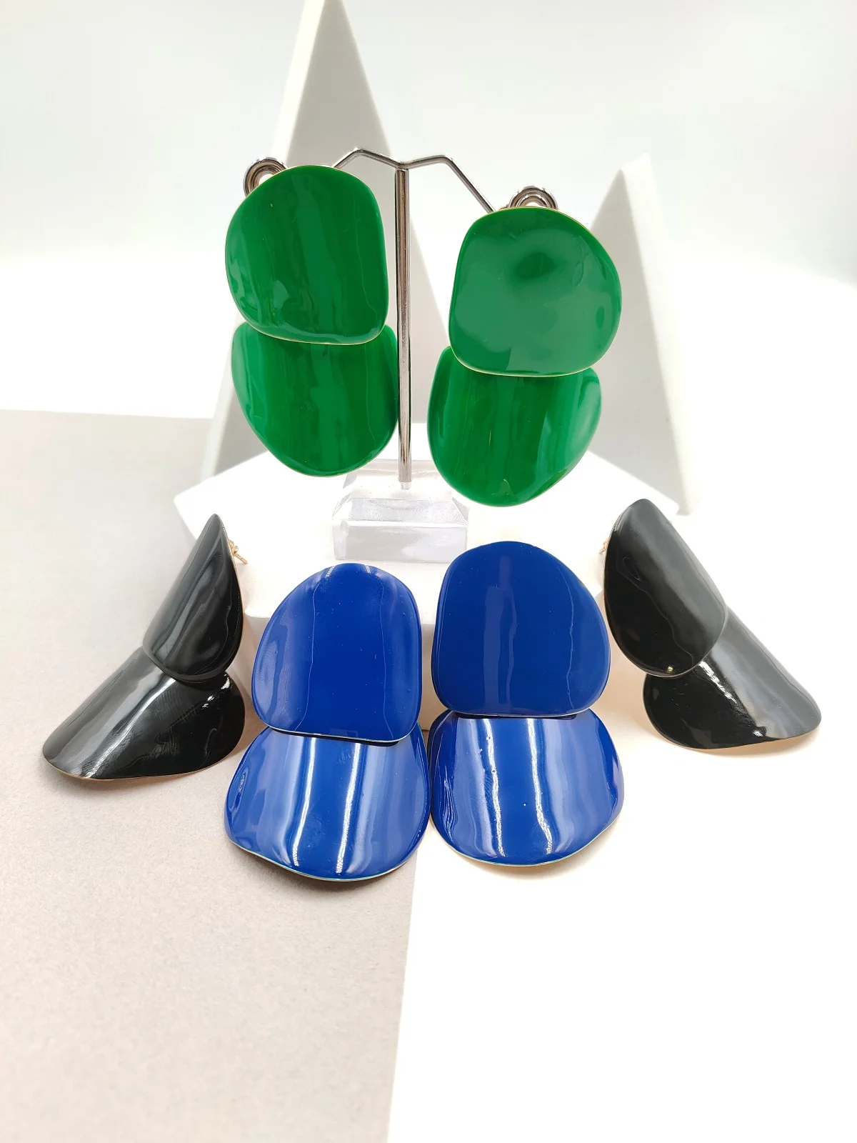 Oval Circle Earrings with Enamel by Magis Handmade Jewels – view 3