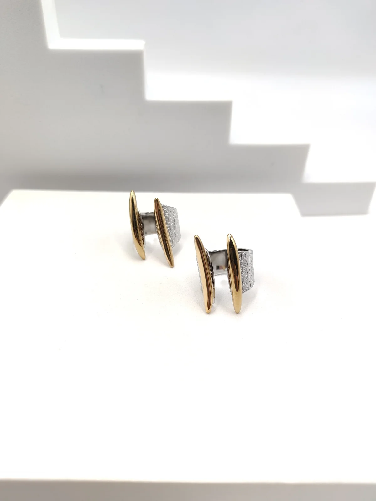 Stainless Steel Two-Tone Ring with Opening by Magis Handmade Jewels – view 3