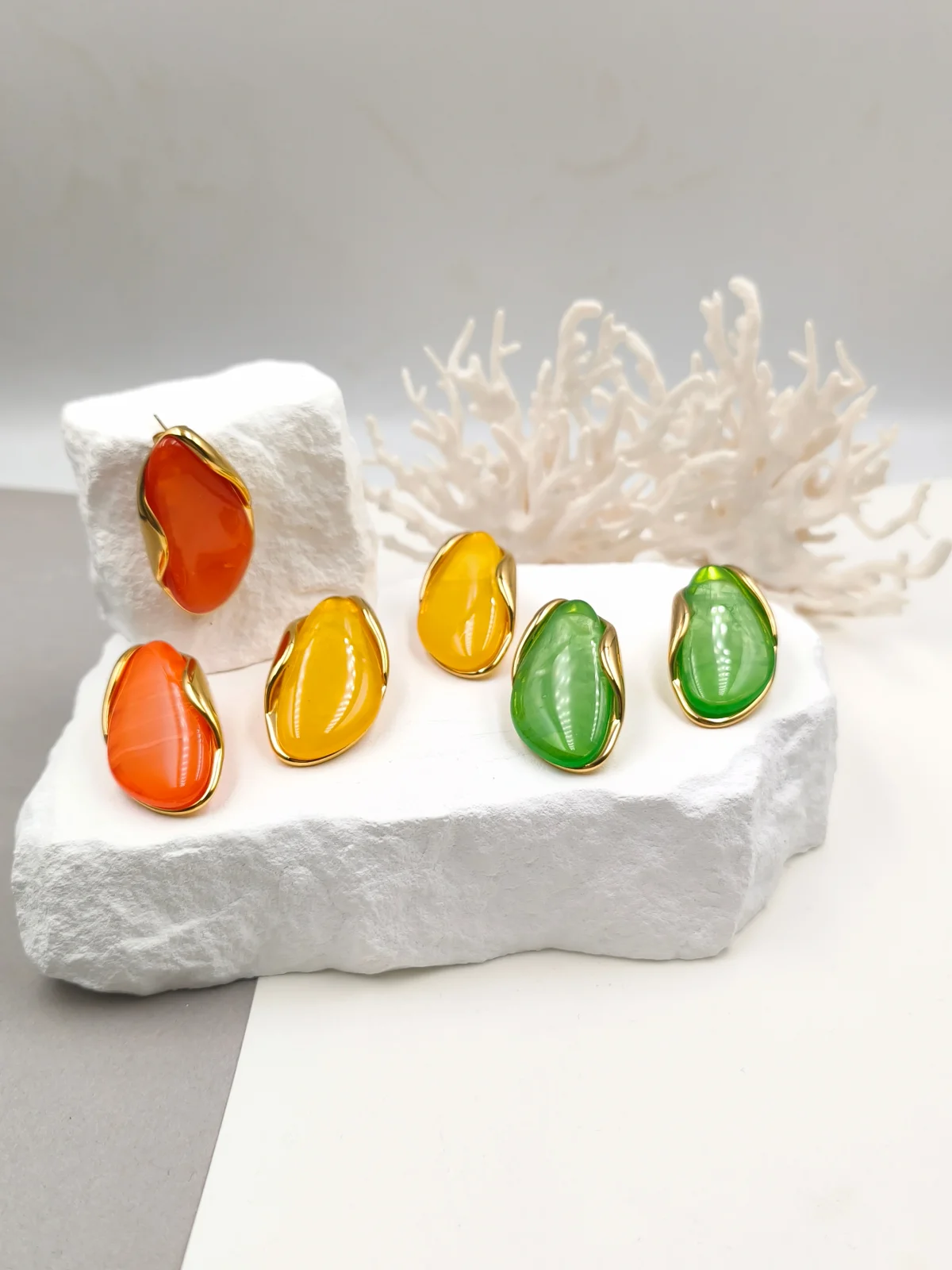 Stainless Steel Earrings with Resin by Magis Handmade Jewels – view 2