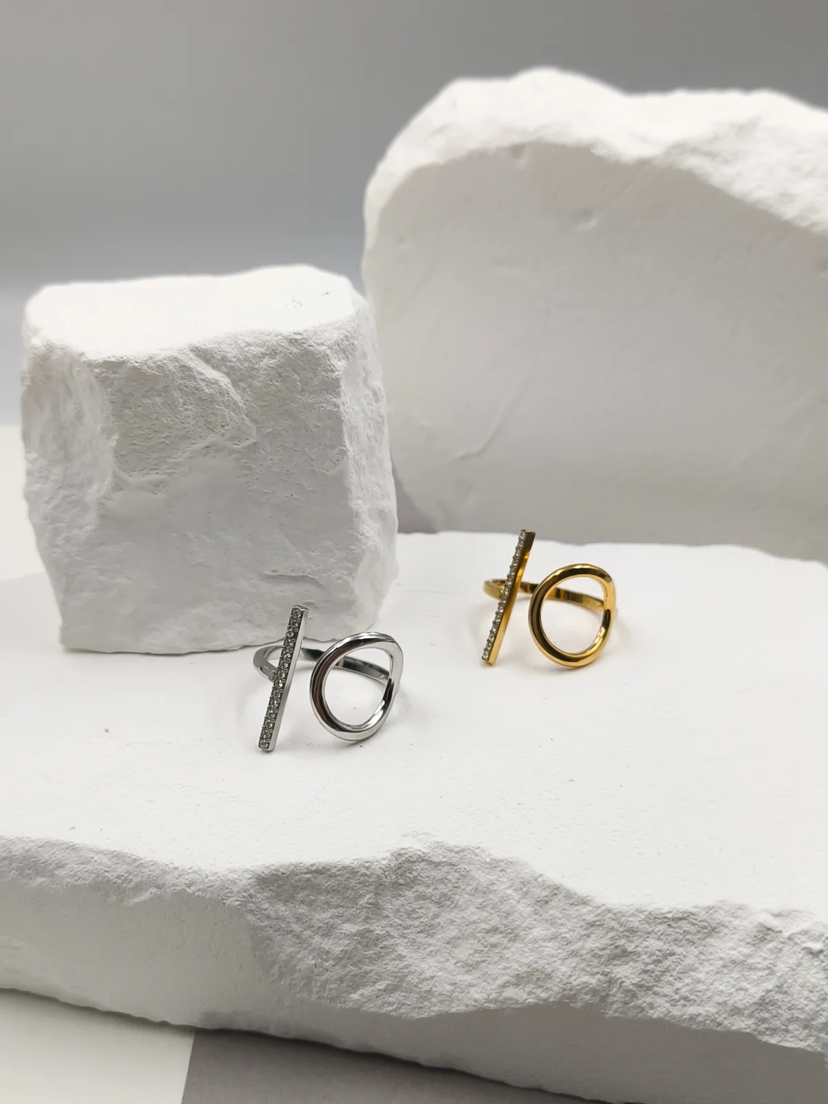 Stainless Steel Ring with Opening and Zircon by Magis Handmade Jewels – view 2