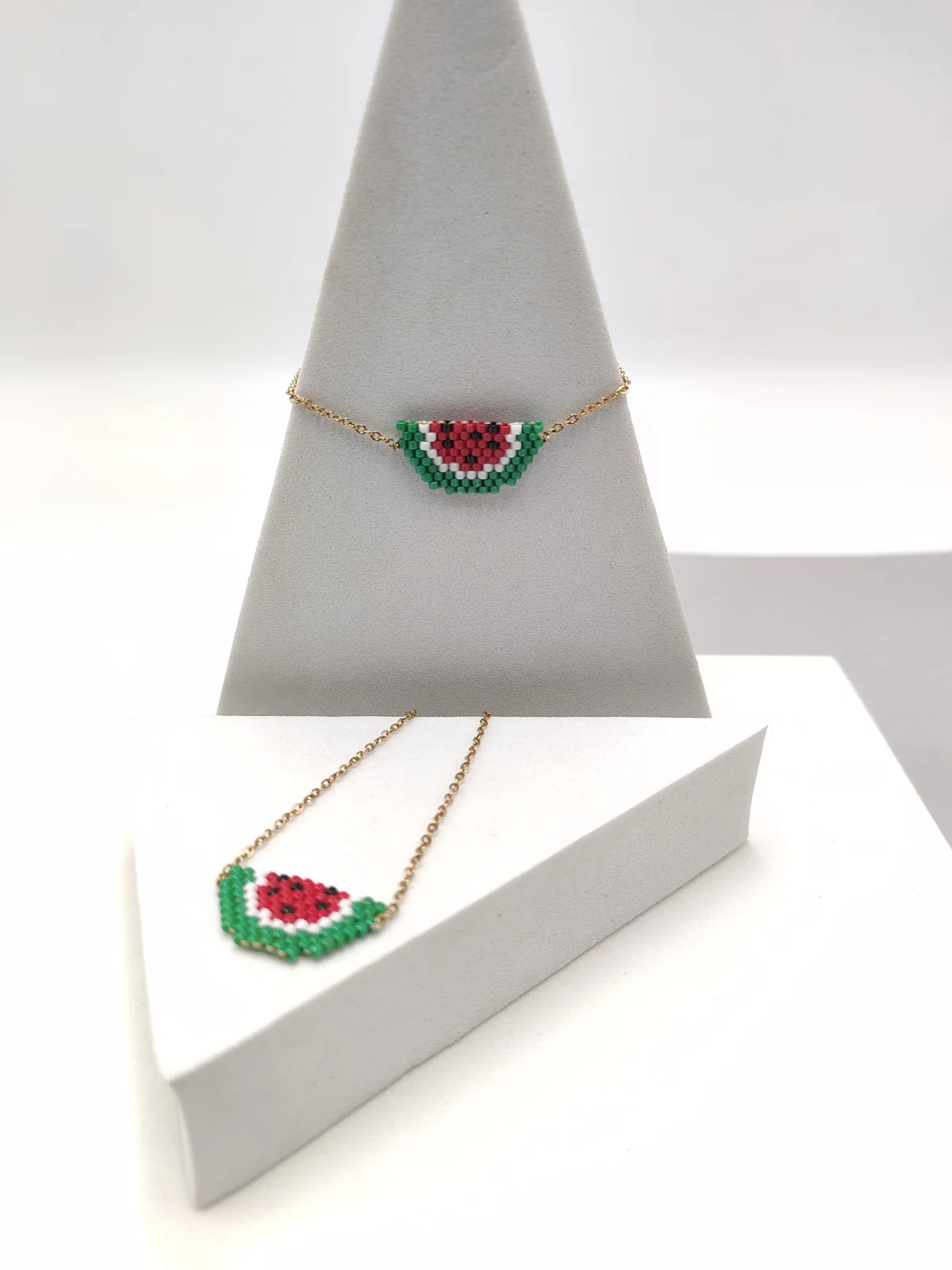 Stainless Steel Bracelet with Miyuki Beads and Watermelon #622940