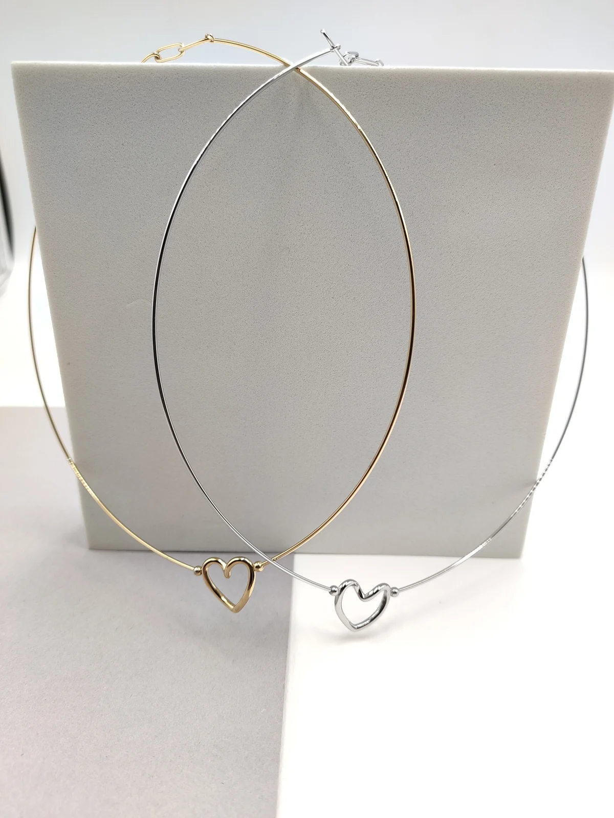 Stainless Steel Choker Necklace with Heart by Magis Handmade Jewels – view 2