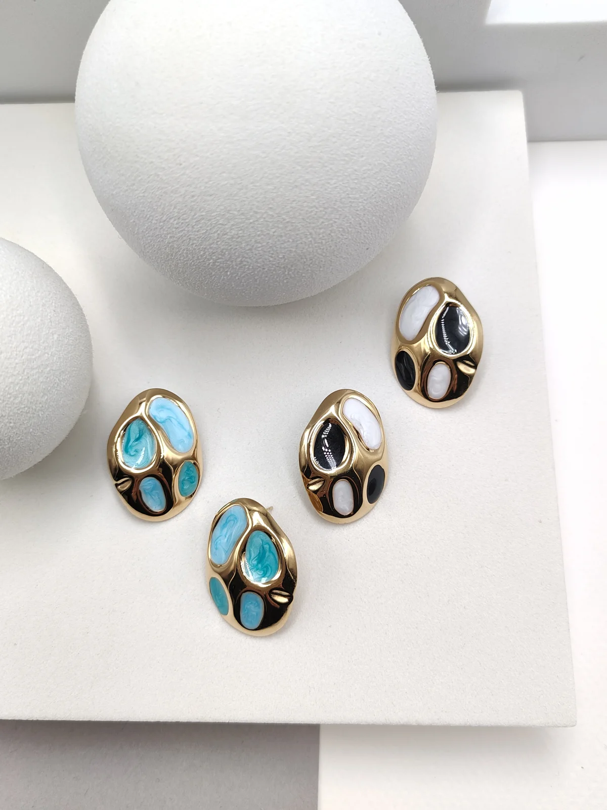 Stainless Steel Earrings with Enamel by Magis Handmade Jewels – view 2