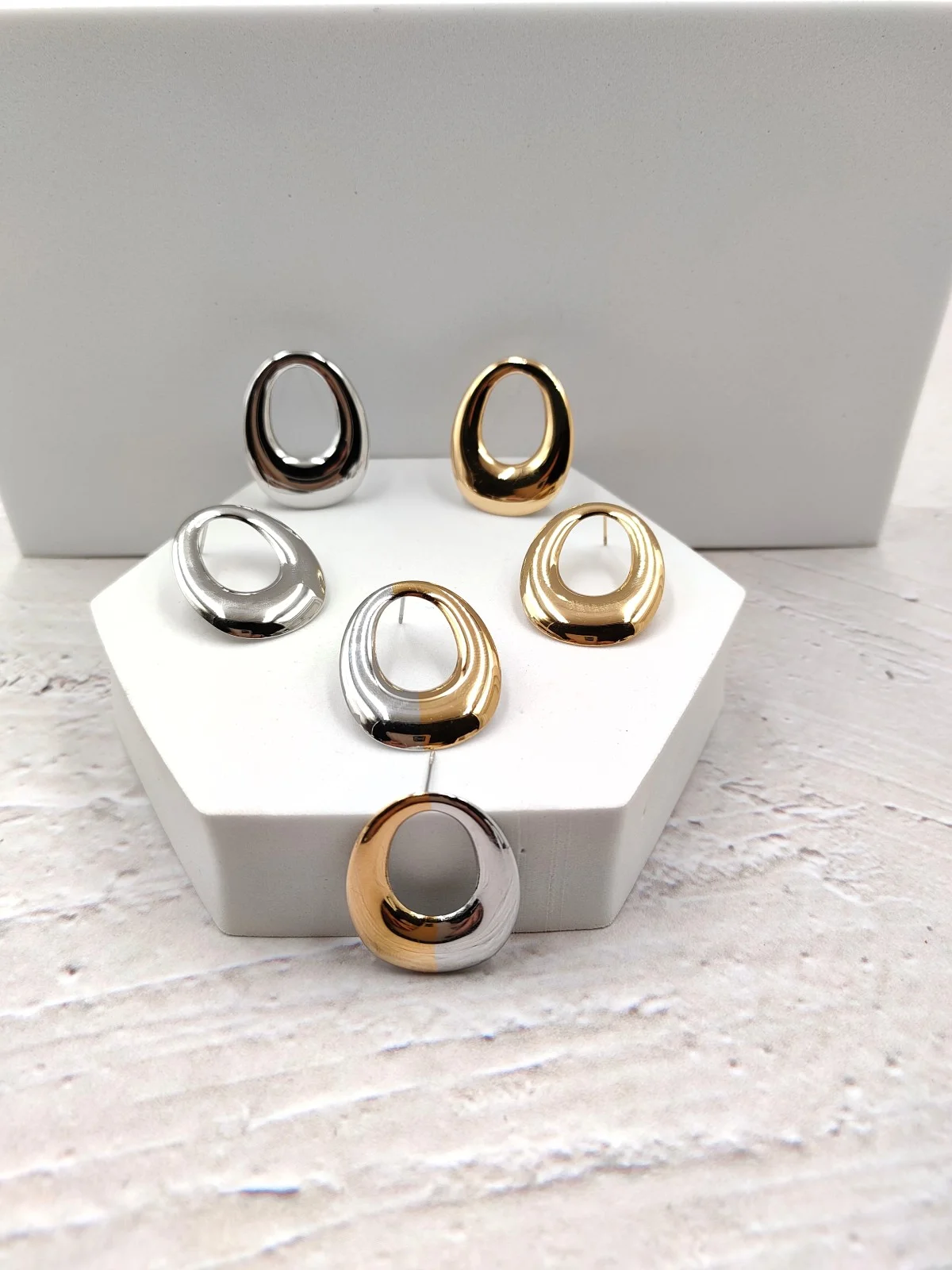 Stainless Steel Oval Earrings by Magis Handmade Jewels – view 3