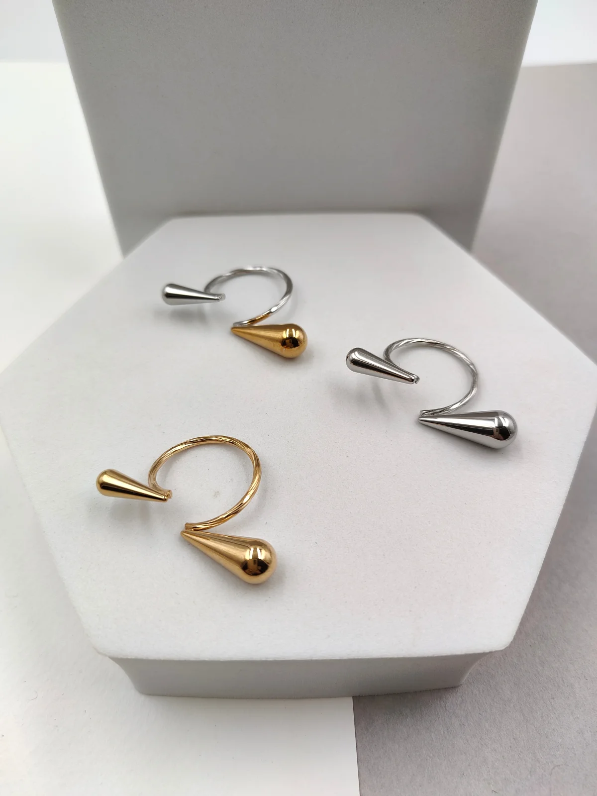Stainless Steel Ring with Opening and Drops by Magis Handmade Jewels – view 2