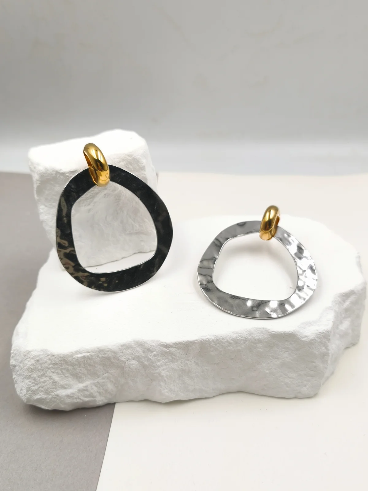 Stainless Steel Two-Tone Earrings by Magis Handmade Jewels – view 2