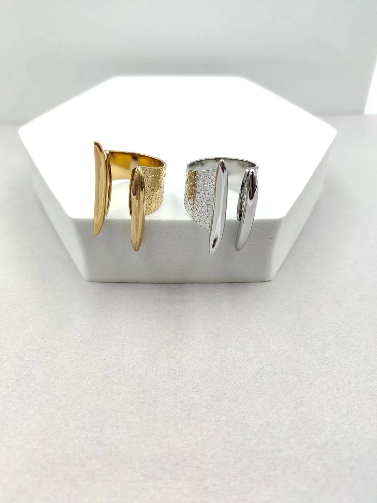 Stainless Steel Embossed Ring with Opening by Magis Handmade Jewels – view 4