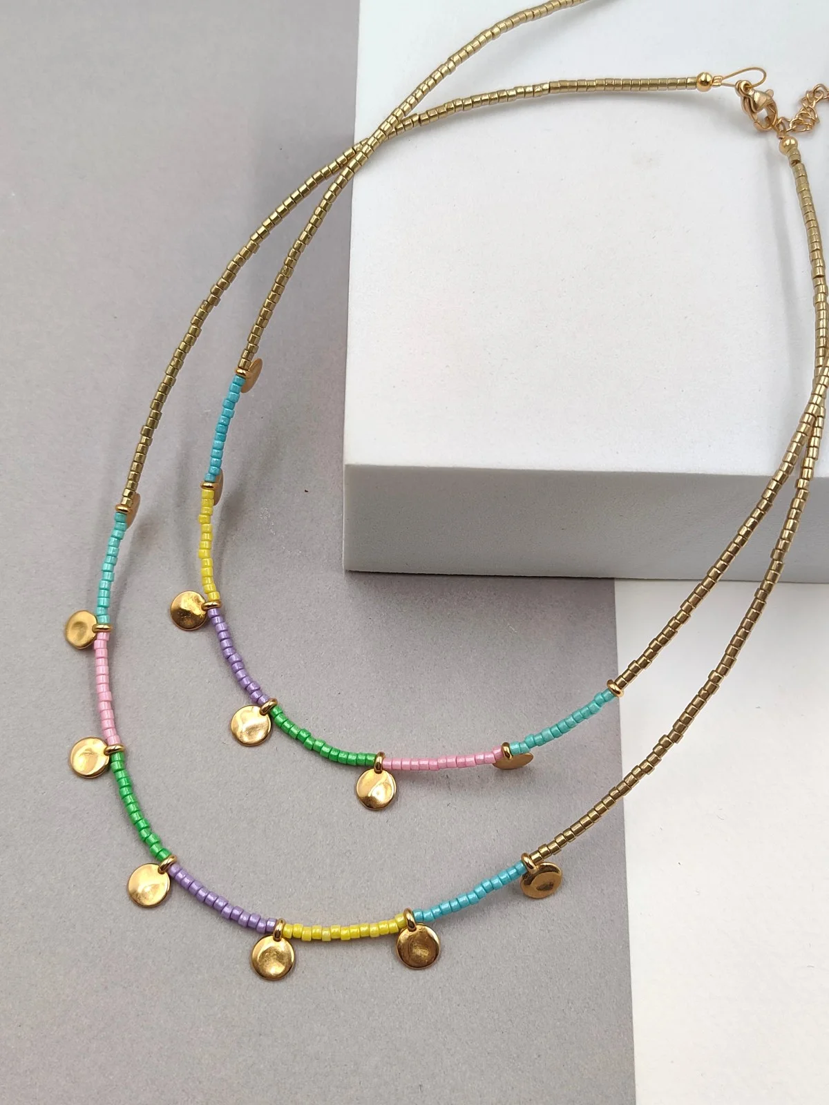 Necklace with Miyuki Beads and Gold-Plated Details by Magis Handmade Jewels – view 3