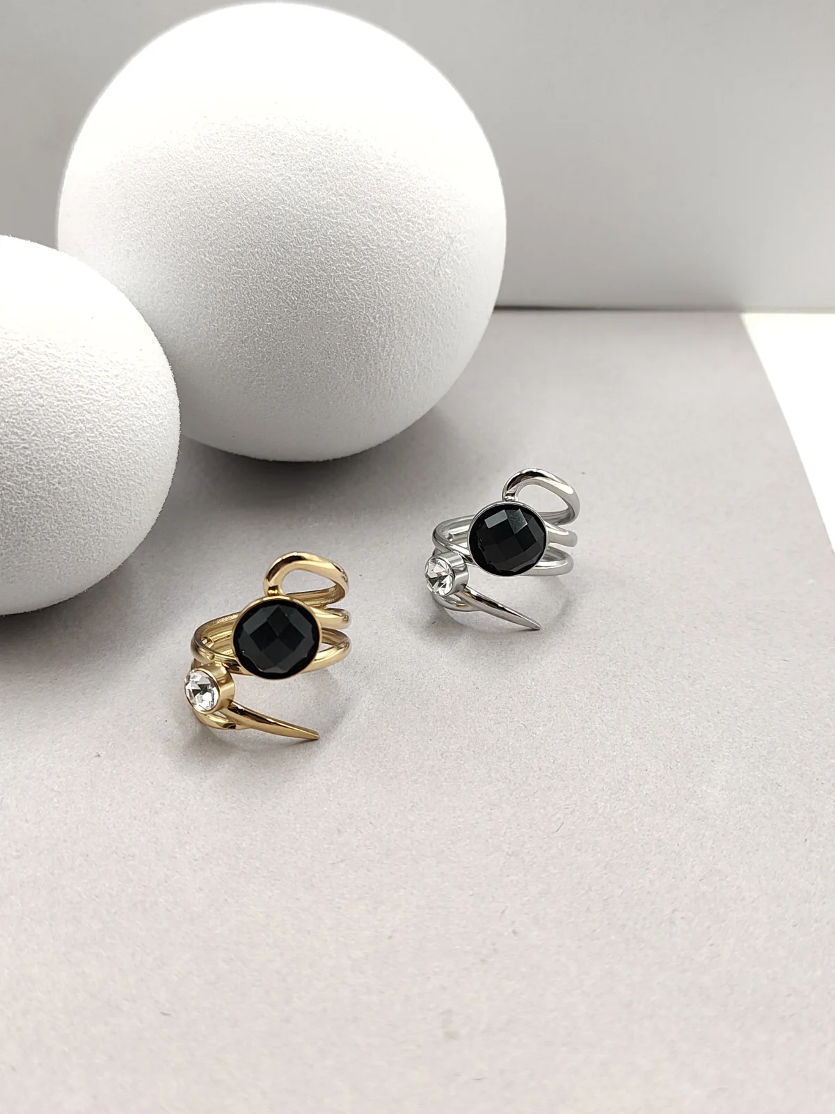 Stainless Steel Multi-Strand Ring with Crystals by Magis Handmade Jewels – view 2