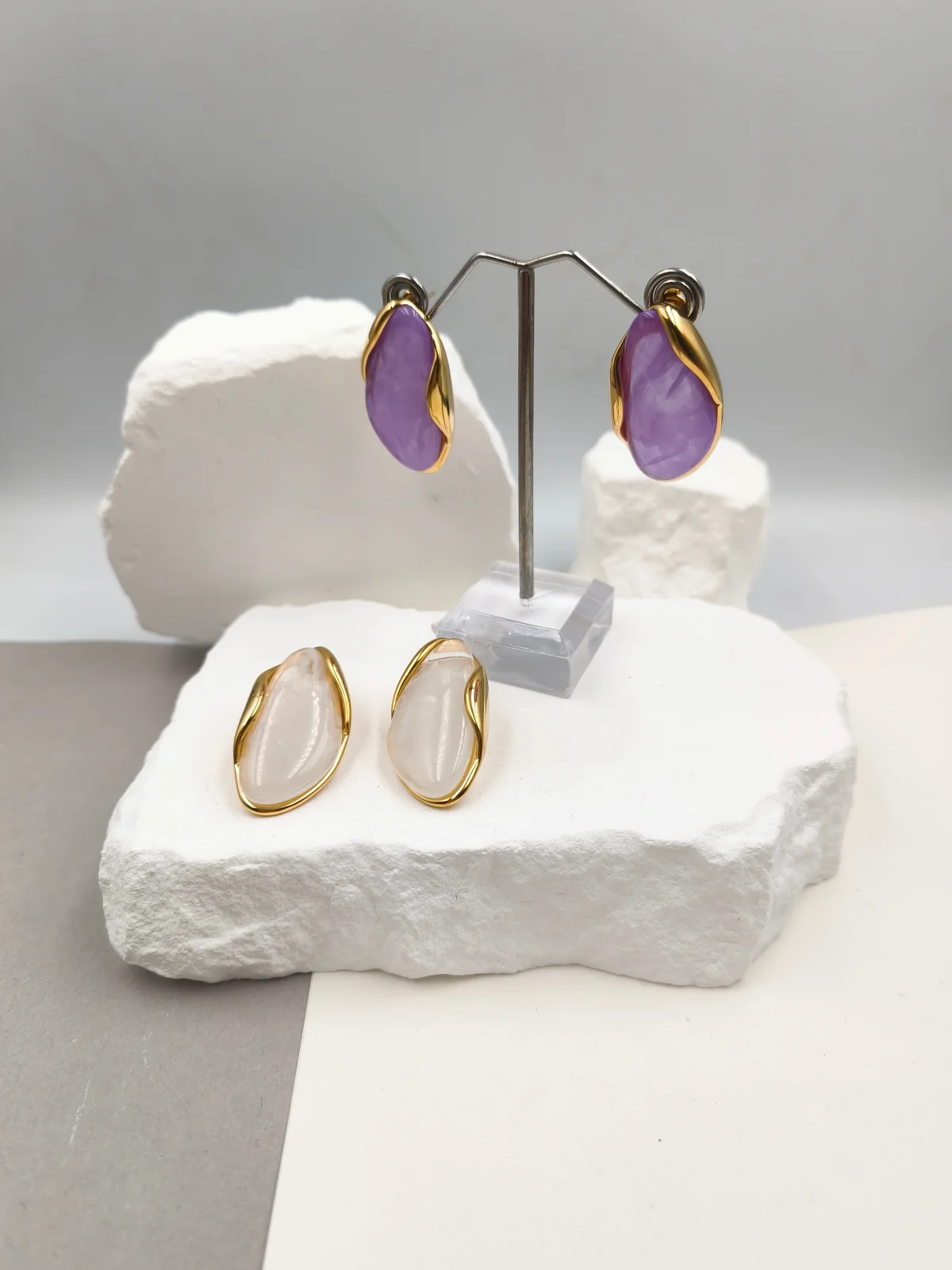Stainless Steel Earrings with Resin #743233