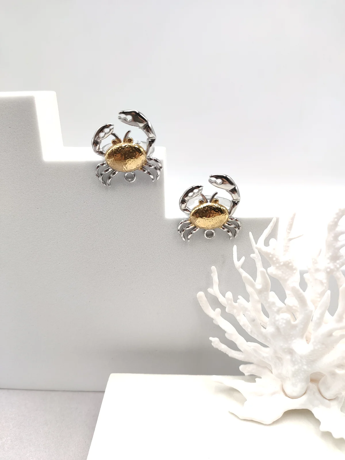 Stainless Steel Ring with Two-Tone Embossed Crab by Magis Handmade Jewels – view 3