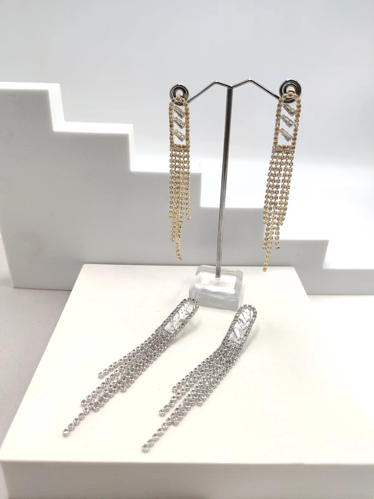 Stainless Steel Earrings with Rhinestones and Crystals #742989