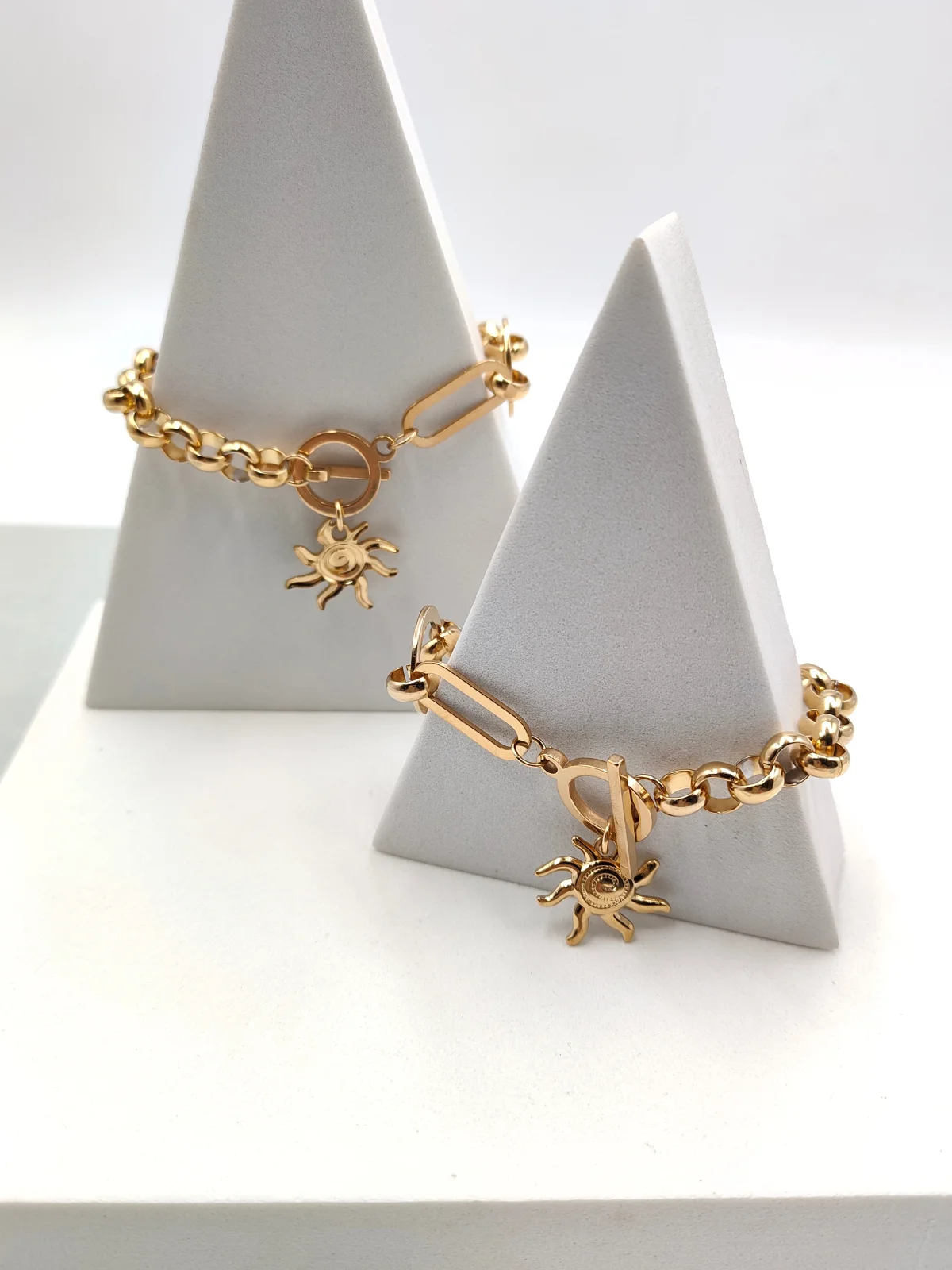 Stainless Steel Bracelet with Embossed Sun by Magis Handmade Jewels – view 3