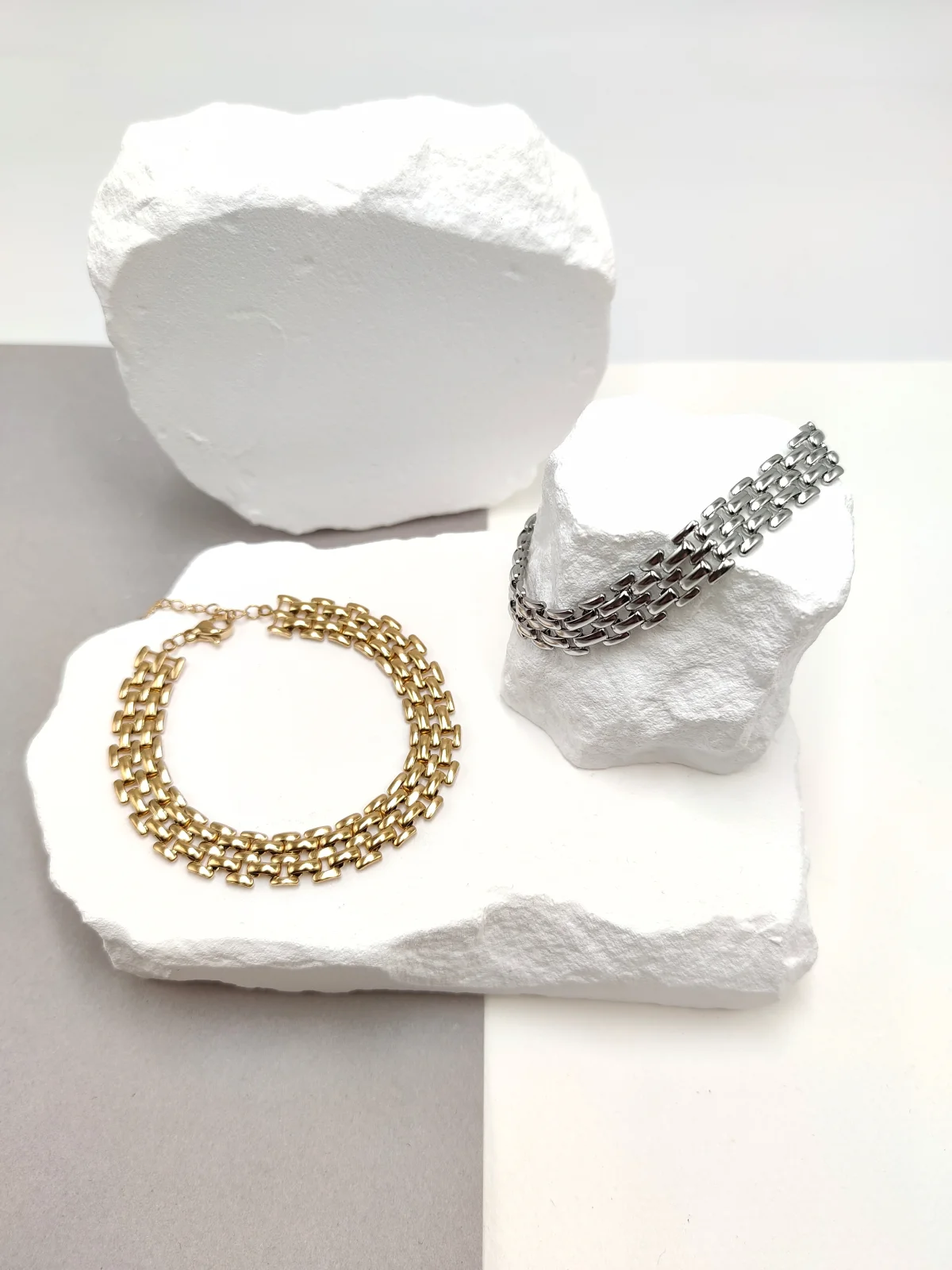 Stainless Steel Bracelet with Woven Face by Magis Handmade Jewels – view 2