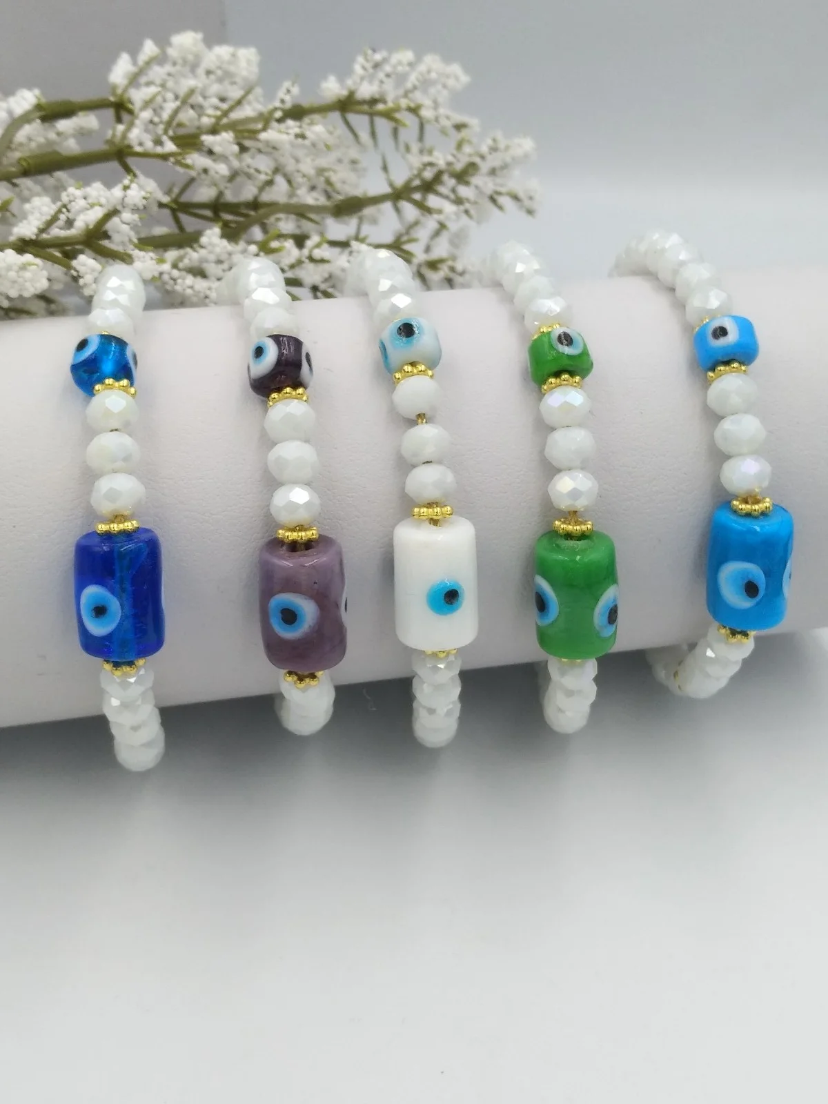 Bracelet with Crystals and Evil Eyes by Magis Handmade Jewels – view 6