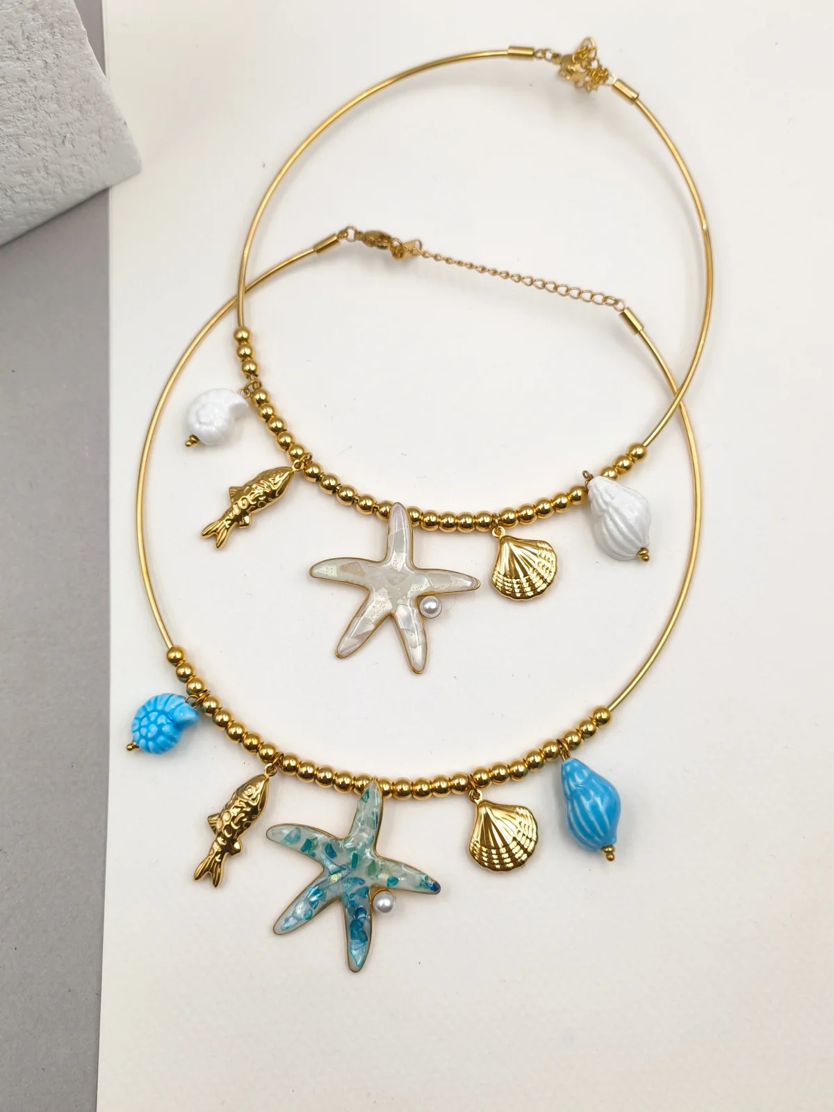 Stainless Steel Necklace with Ceramic Details by Magis Handmade Jewels – view 4