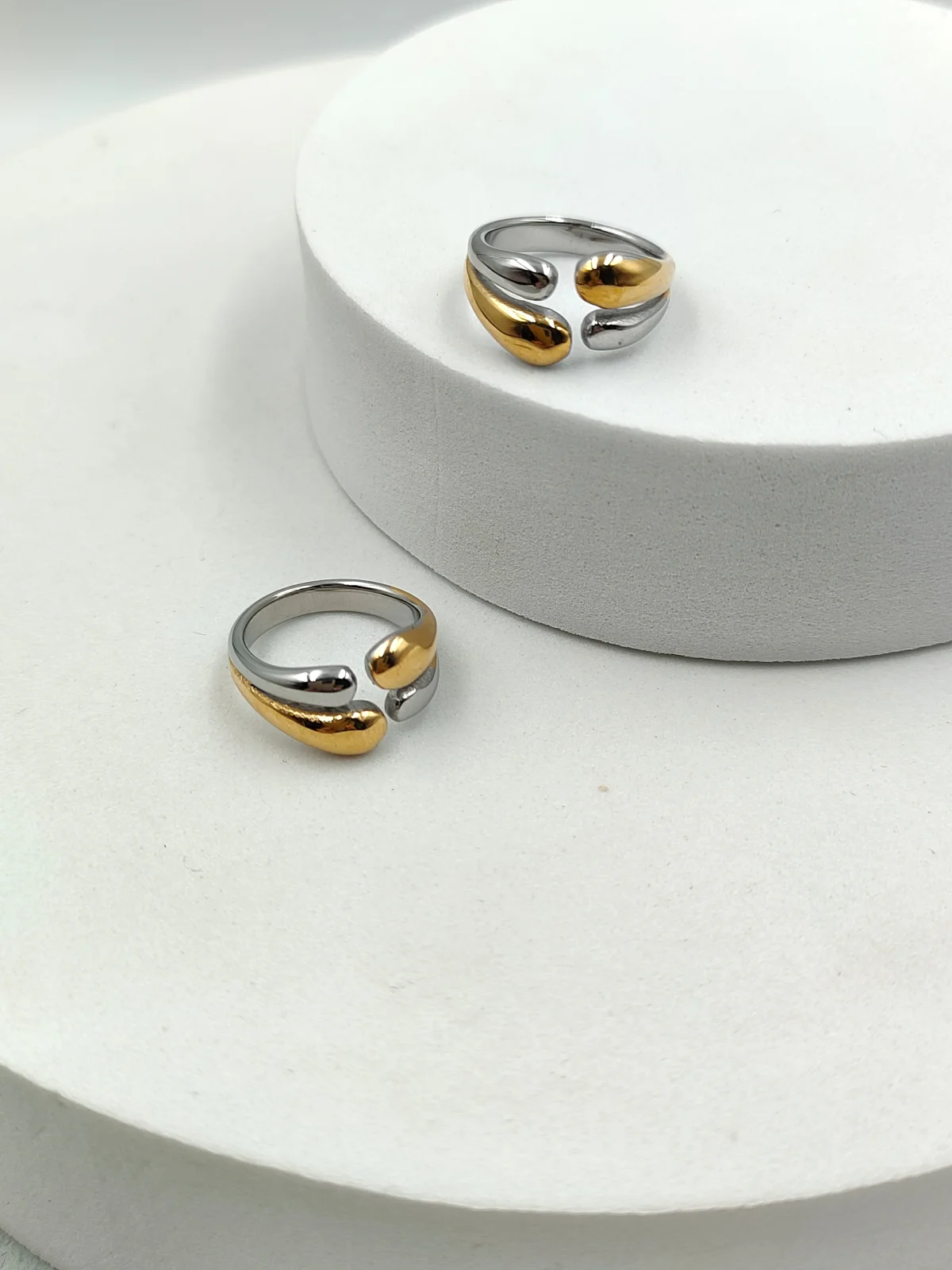 Stainless Steel Double Two-Tone Signet Ring by Magis Handmade Jewels – view 3