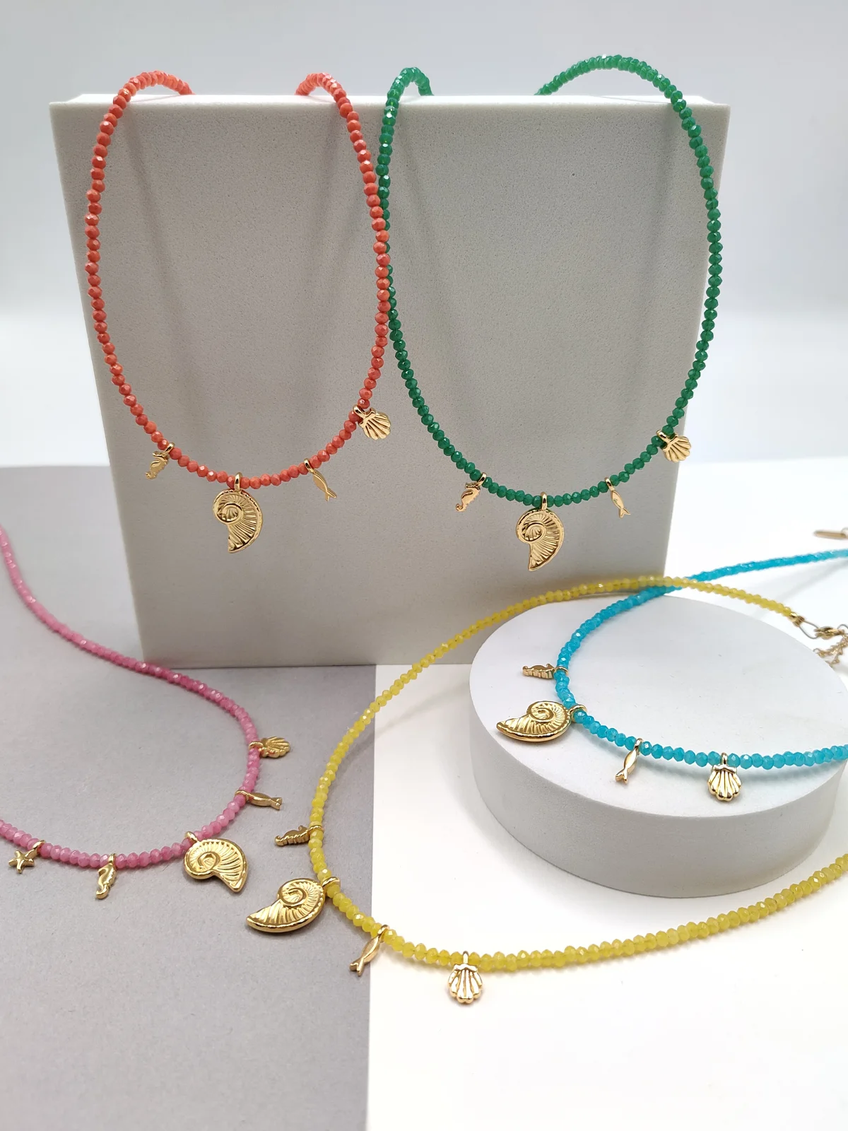 Necklace with Crystals and Gold-Plated Details #882759