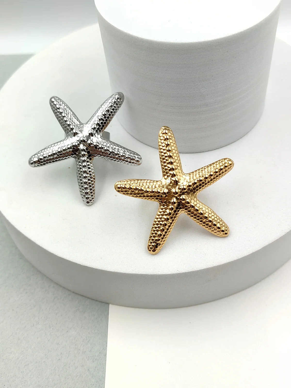 Stainless Steel Ring with Embossed Starfish by Magis Handmade Jewels – view 2