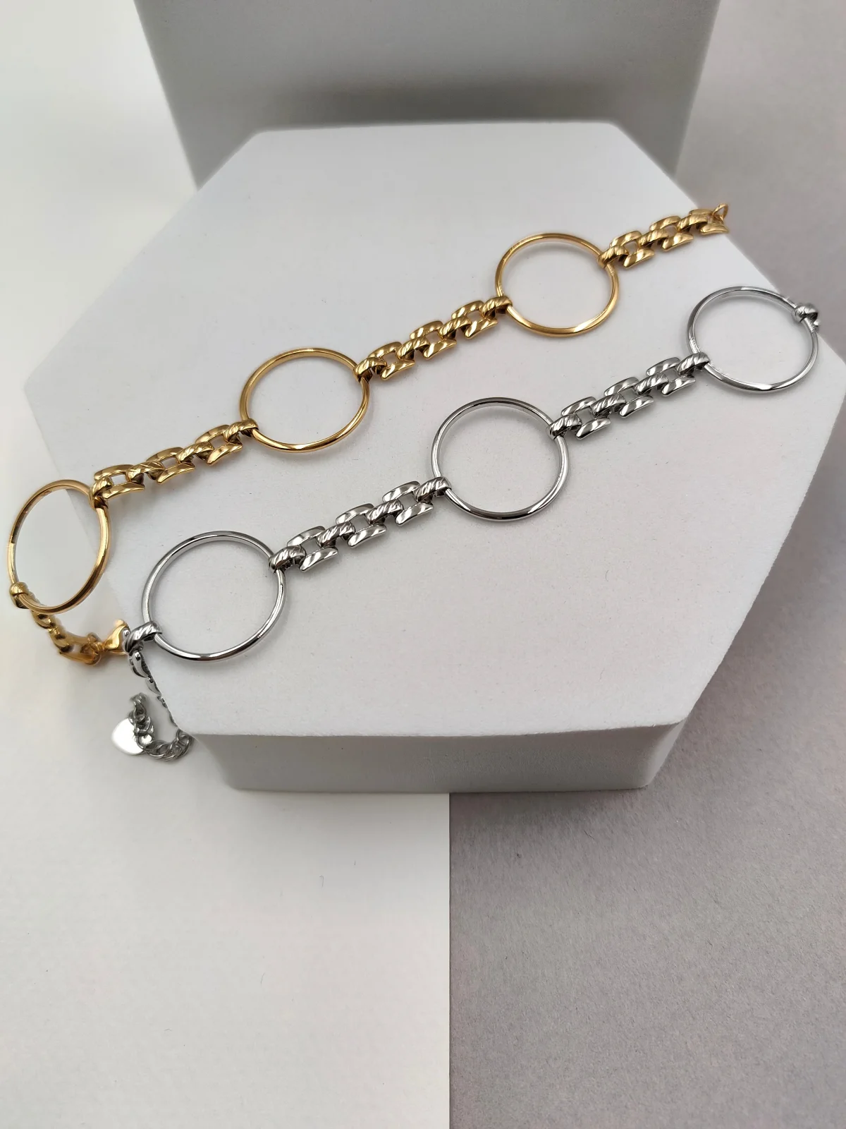 Stainless Steel Bracelet with Hoops by Magis Handmade Jewels – view 2